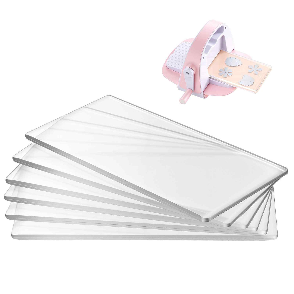 Cutting Plates, 6 Pcs, 6.69 x 3.15 x 0.1 in, Clear Polycarbonate Material, Die Cut Pads Compatible with  Die Cutting and Embossing Machine KM-1830, for Scrapbooking and Card Making