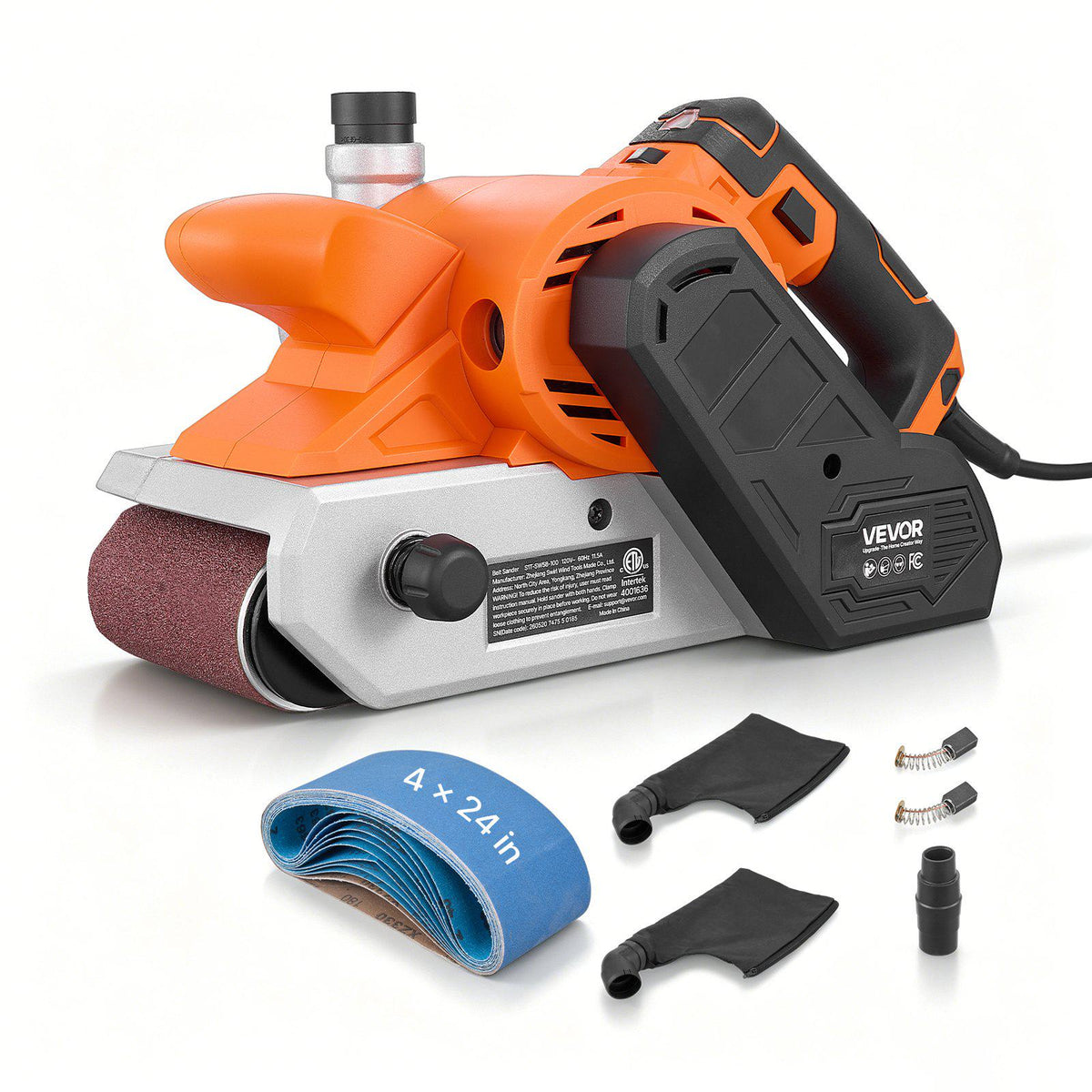 11.5A Belt Sander 4" x 24" Woodworking Belt Sander 6 Variable Speeds, 900-1550 FPM Sanding Machine with 10PCS Sanding Belts, 2 Dust Bags & 2-in-1 Vacuum Adapter for Woodworking Projects