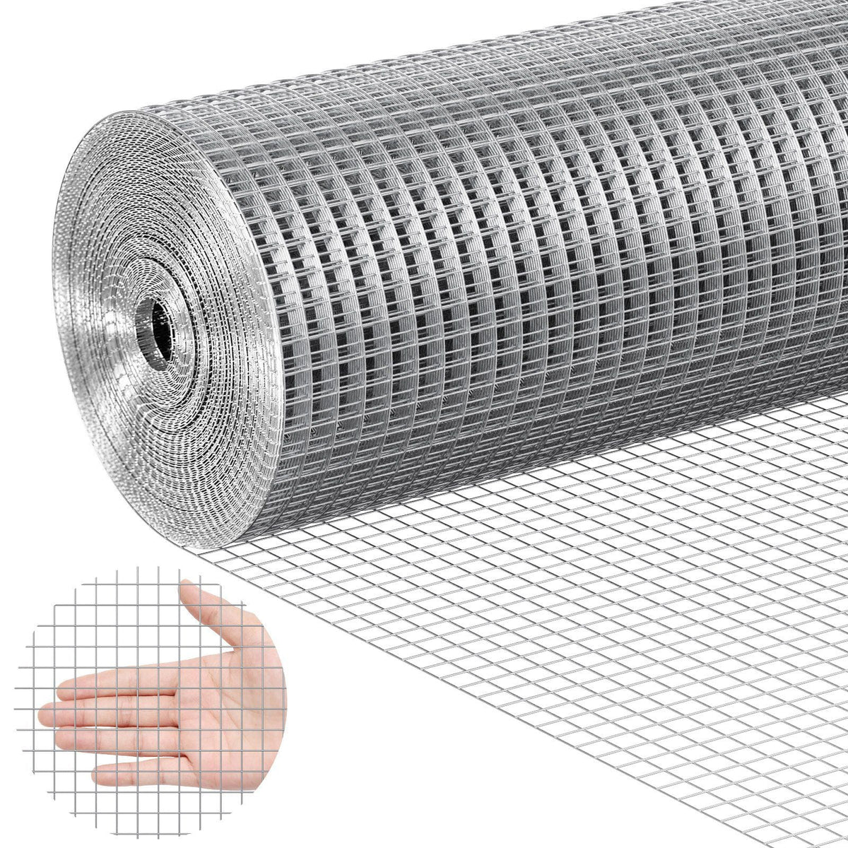 Hardware Cloth 1/2 inch 36 inch x 100 ft 19 Gauge Chicken Wire Fence, Hot-Dip Galvanized After Welding Metal Wire Mesh Roll, Garden Plant Welded Fencing Roll Supports Poultry Netting Cage Fence