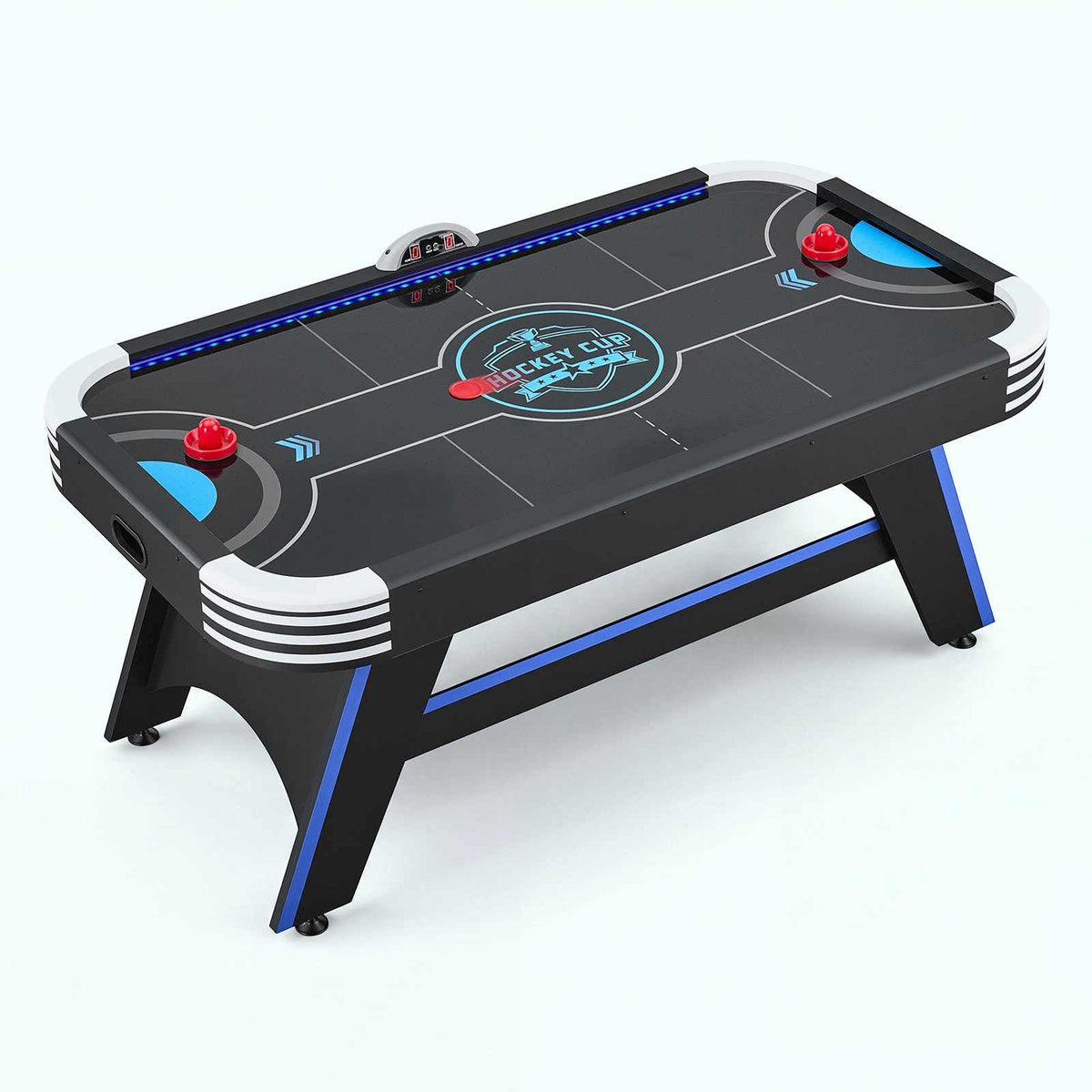 72" Air Hockey Table with LED Lights & Electronic Scorer, for Family Game Room, Basements and Home, Air Powered Hockey Arcade Game Table Set with High-powered Blower, Stable Leg