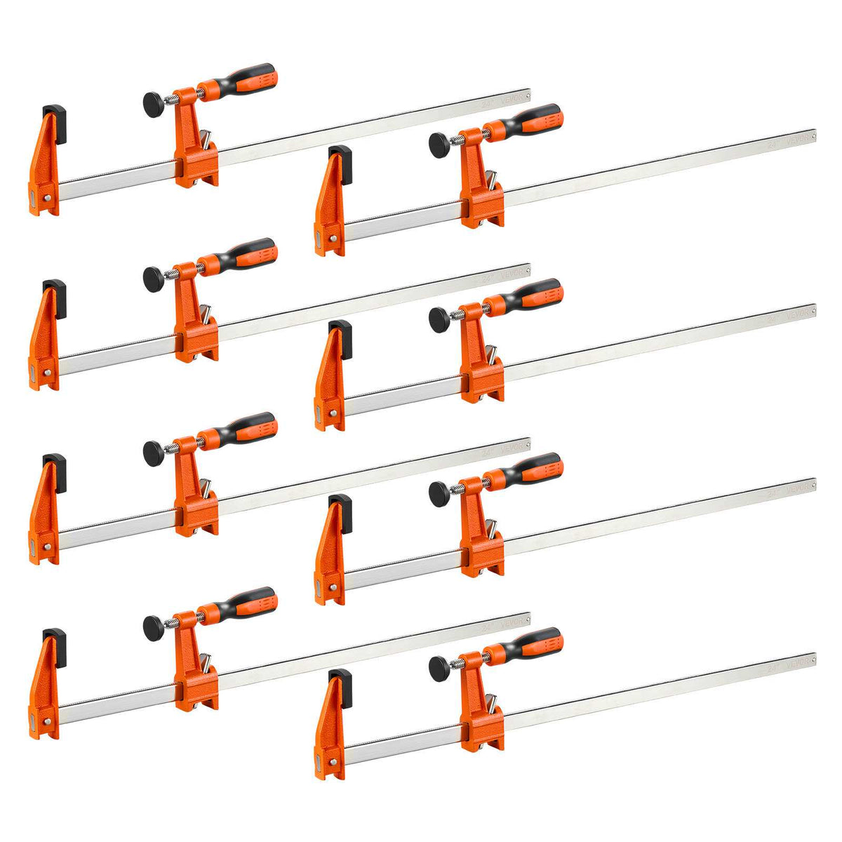 Bar Clamps for Woodworking, 8-Pack, 24" Opening F Clamps, 600 lbs Load Limit, with Plastic Pad and Self-Locking Design, Premium Cast Iron and Carbon Steel, for Wood Working and Metal Working
