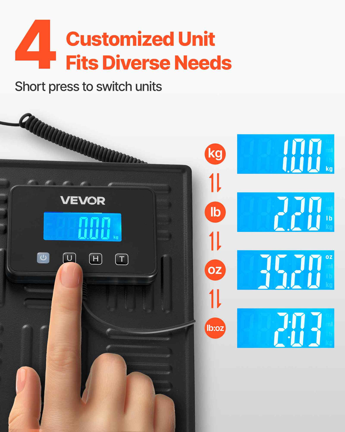 Digital Postal Scale, 0.7 oz/3.5 oz Dual Accuracy, 660 lbs Commercial Weight Scale with Hold/Tare Function & LCD Display, Fit for Packages, Postage, Luggage, Battery & Charging Cable Included