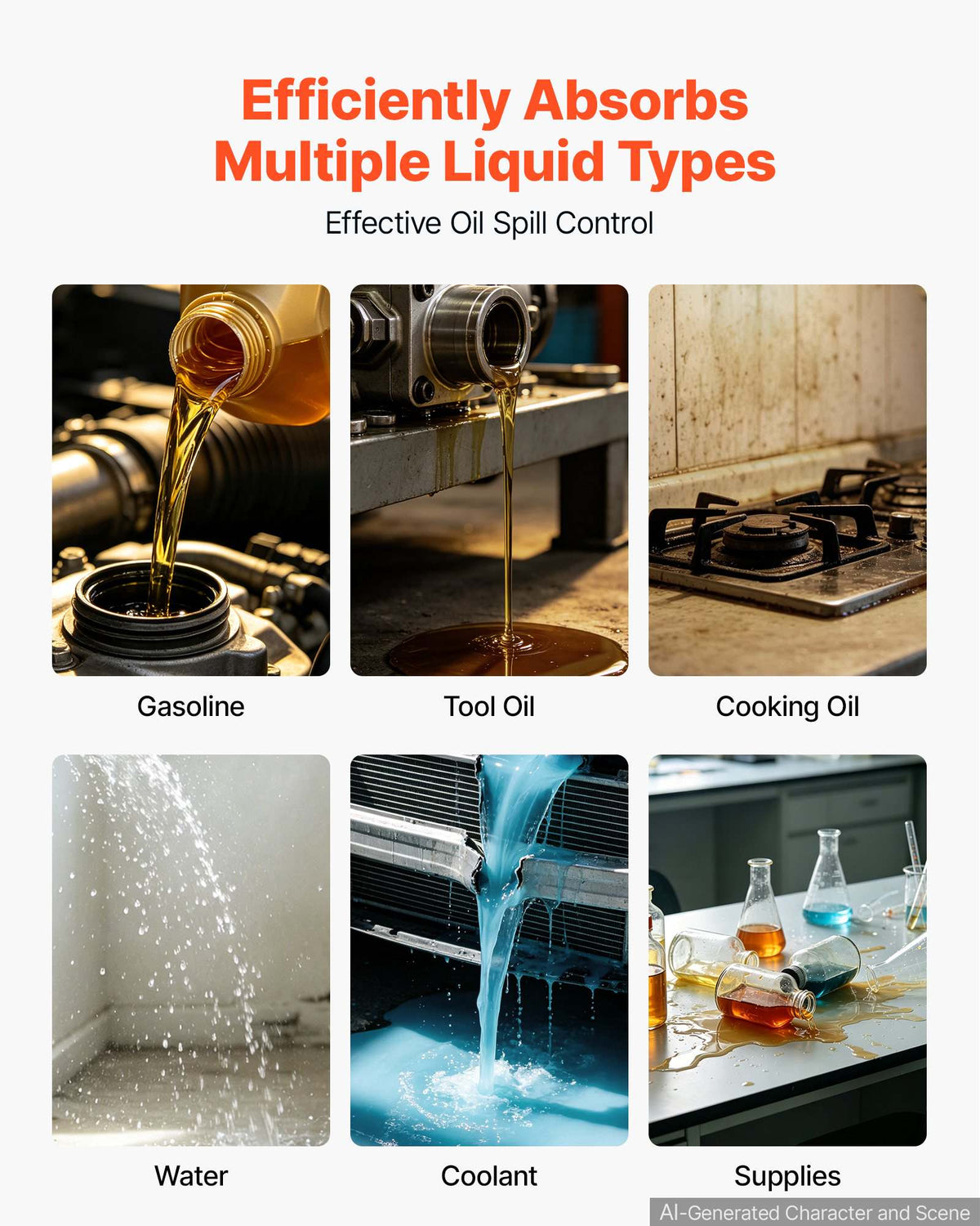 Oil & Water Absorbent Pads, 30 in x 150 ft 1-Roll, Medium-Duty Spill Absorbing Pads, Universal for Gasoline, Engine, Oil, Water, Coolant, Durable PP Spill Control Mats for Garage Workshop