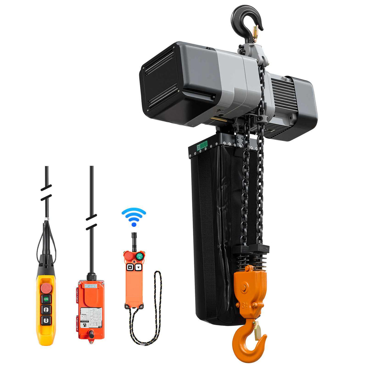 6000 lbs Electric Chain Hoist 30 ft Lift Three-Phase Overhead Crane, Double G100 Chain with 328 ft Wireless & 27 ft Wired Remote Control, 208-240V/440-480V, for Factories, Warehouses, Garages