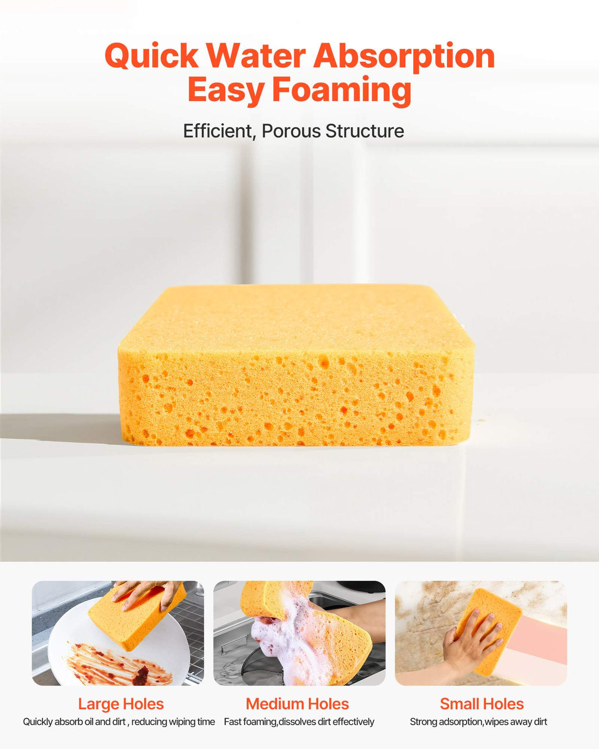 Scrub Sponge, 6-Pack Non-Scratch Cleaning Sponges for Home, Bathroom & More, Zero Scratch Dish Scrubber, Large Household Scrubbing Sponges, Friendly to Tiles, Marble, Glass and Other Surfaces