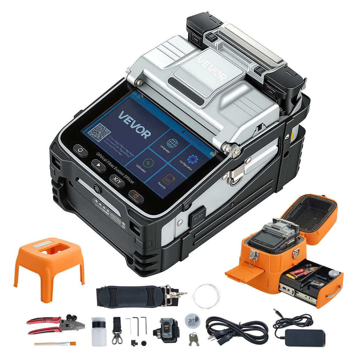 Fiber Fusion Splicer 6 Motors with 6s Splicing & 15s Heating, 7800mAh Core Alignment Fiber Optical Splicer, 5" Touch Screen, 3 in 1 Fiber Holder, App Bluetooth Connectivity for SM MM DS NZDS