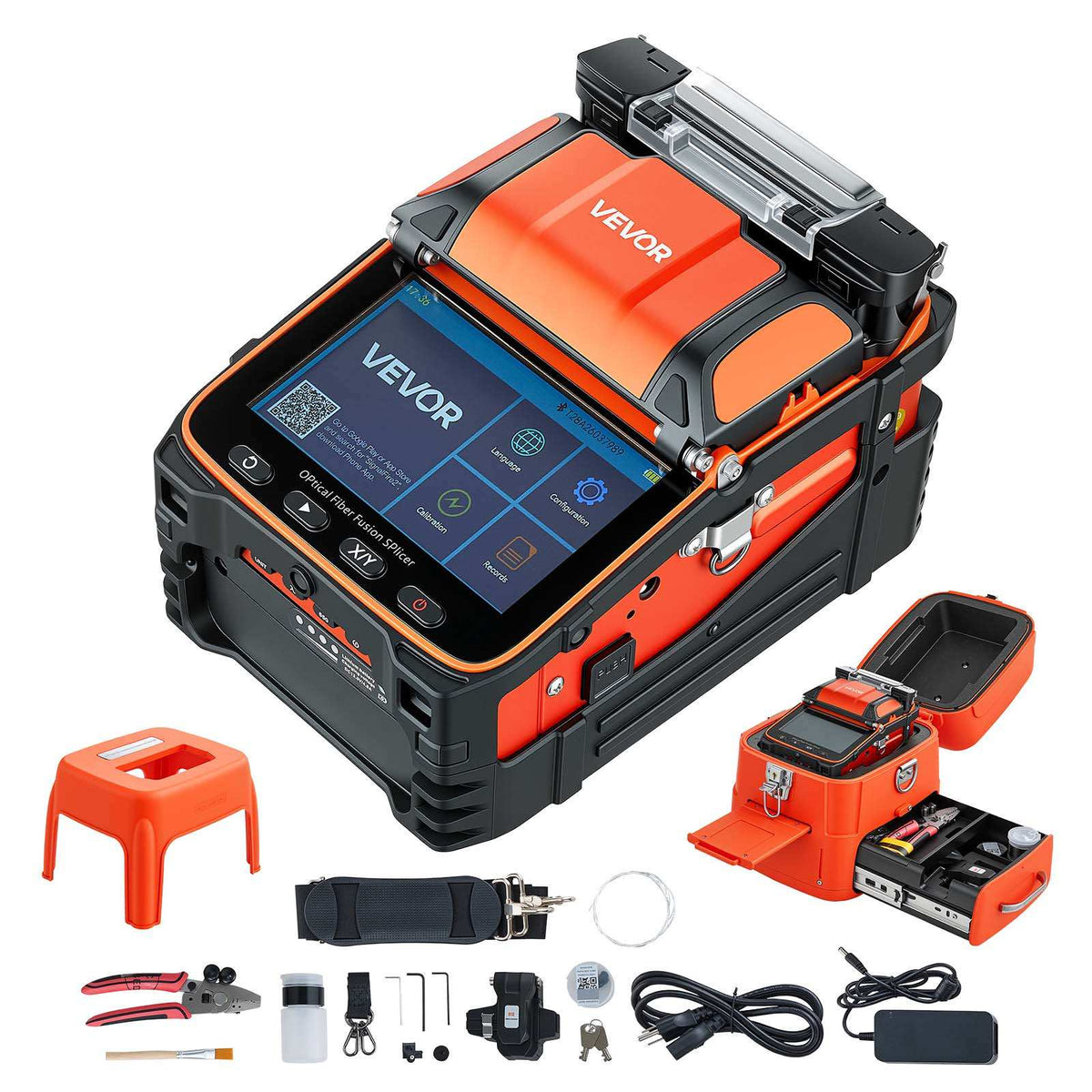 Fiber Fusion Splicer 6 Motors with 5s Fast Splicing and 15s Heating, 7800mAh Core Alignment Fibers Optical Splicer with 5" Touchscreen, 3 in 1 Fiber Holder, VFL & OPM for SM MM DS NZDS