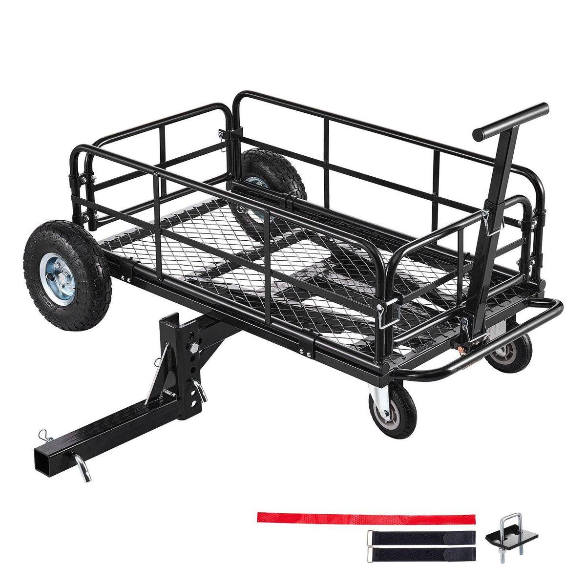 Hitch Mount Cargo Carrier on Wheels, 36.2" x 21.3" x 11.8", 2-in-1 Folding Rear Luggage Rack Basket & Cargo Cart with Hitch Stabilizer, Fits 2" Receiver for SUV Pickups, 400LBS Load Capacity