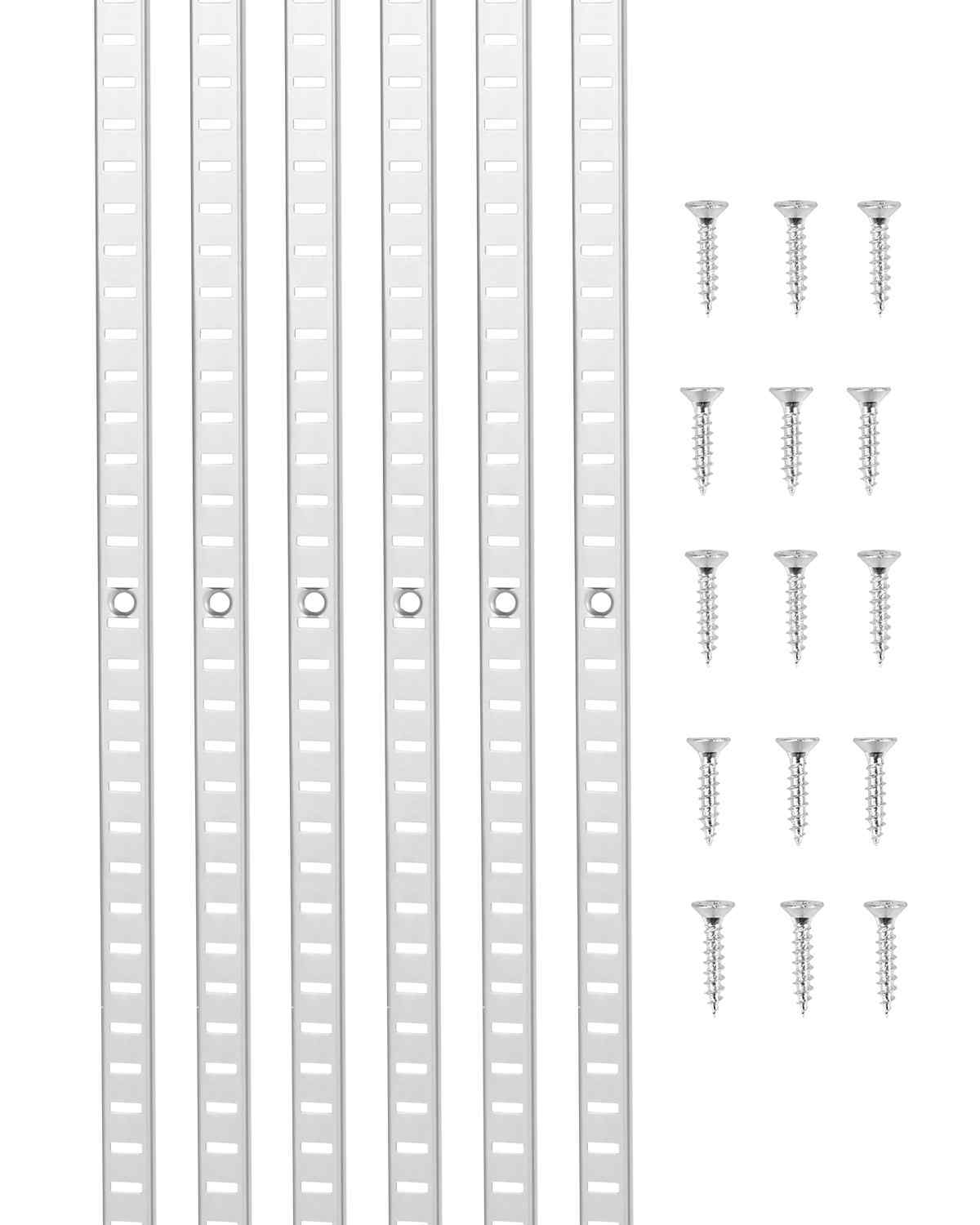 Shelf Pilaster, 36.3-inch 8 Pack, Adjustable Shelf Brackets Steel Mortise Mount Pilaster Strip Standards with 32 Screws, Suitable for Wall Shelving System Cabinet Closet Organization