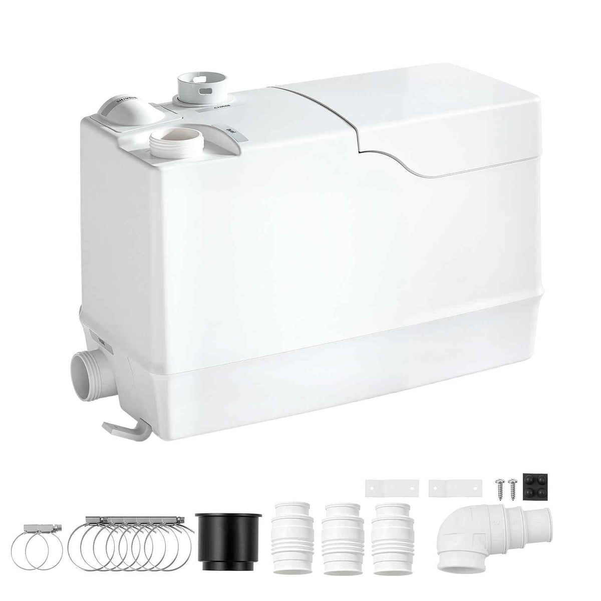 Utility Sink Pump 800W 12000L/h Flow 32.8 ft/10 m Head Macerator Pump, Waste Water Disposal Macerating Machine with 3 Inlets, for Basement, Kitchen, Sink, Shower, Bathtub, Laundry Gray Water