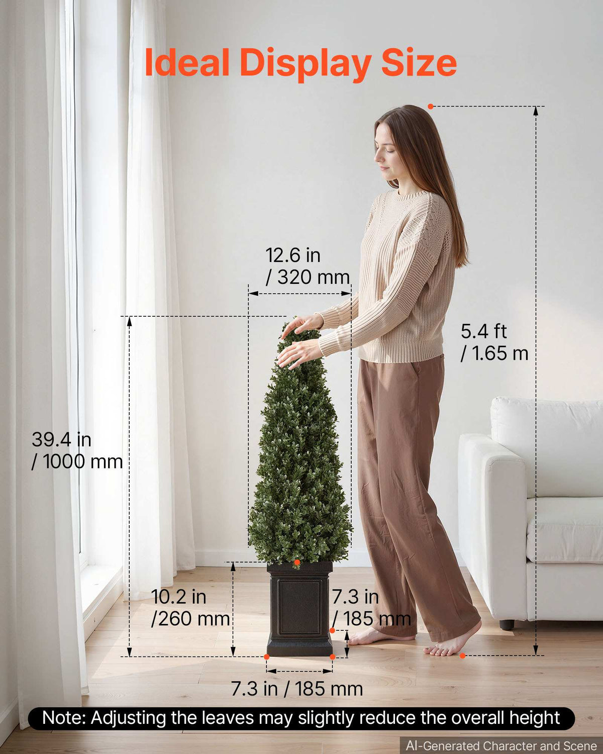 Artificial Boxwood Topiary 3.3 Ft Set of 2 with Sturdy Pot Greenery, Premium PE Fake Trees, Year-Round Indoor & Outdoor Faux Green Plant for Front Door, Entryway, Porch, Balcony, Patio, Garden