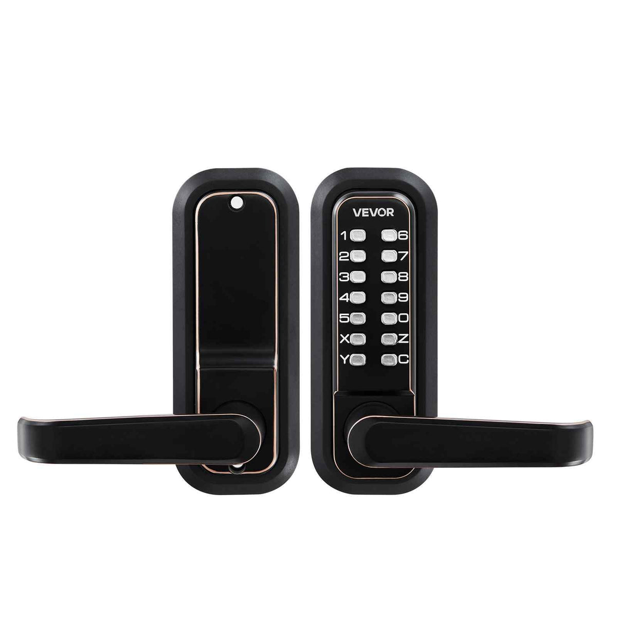 Mechanical Keyless Entry Door Lock, 2.0 Code Upgrade, 4-7 Digits Code, Single-Sided Push Button Combination Keypad Door Lock with Handle, Auto Locking, for Indoor or Outdoor, Oil-Rubbed Bronze
