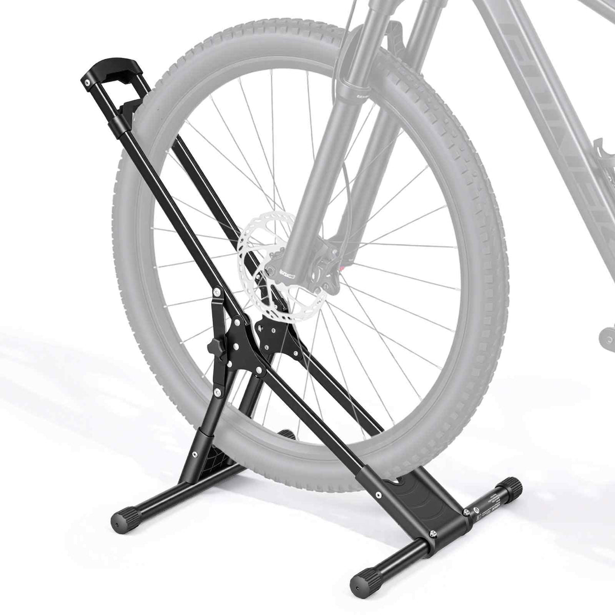 Bike Stand, Foldable Freestanding Bike Storage Rack, Carbon Steel Garage Bicycle Floor Stand, Fits 20-29 in Wheel Diameters, Drill-Free Installation, Ideal for Garage, Apartment, Home, Black