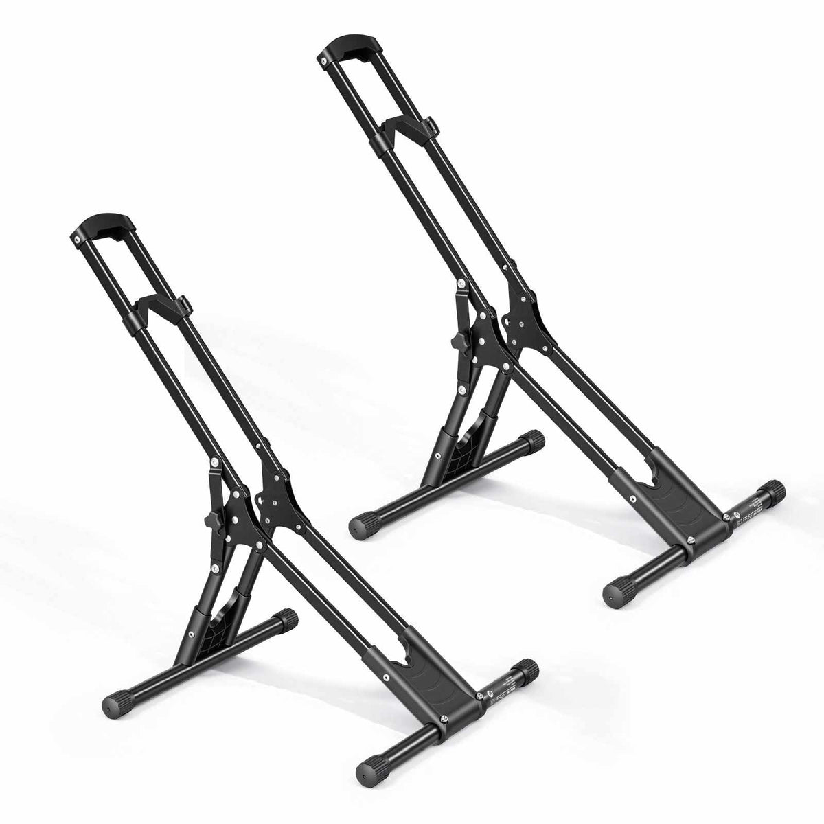 Bike Stand 2 Pack, Foldable Freestanding Bike Storage Rack, Carbon Steel Garage Bicycle Floor Stand, Fits 20-29 in Wheel Diameters, Drill-Free Installation, for Garage, Apartment, Home, Black