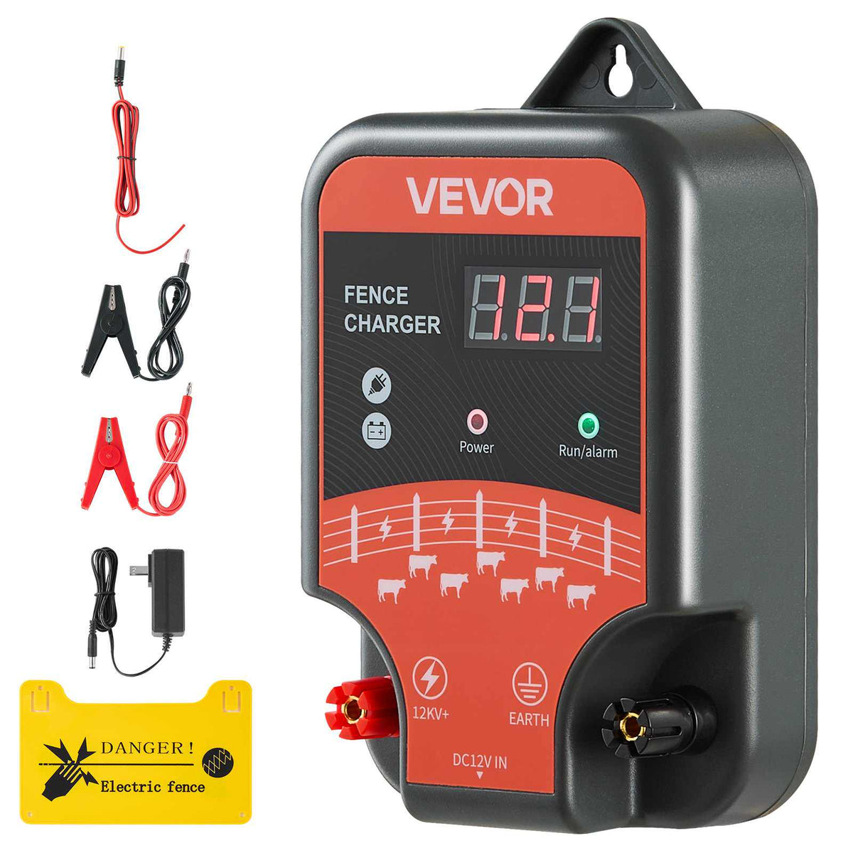 Electric Fence Charger, 10kV 3J, AC DC Electric Fence Energizer with LED Indicator, 1.86 Miles Range, Powerful Plug-in Fences Charger, Prevents Wild Animals Intrusion for Livestock Poultry
