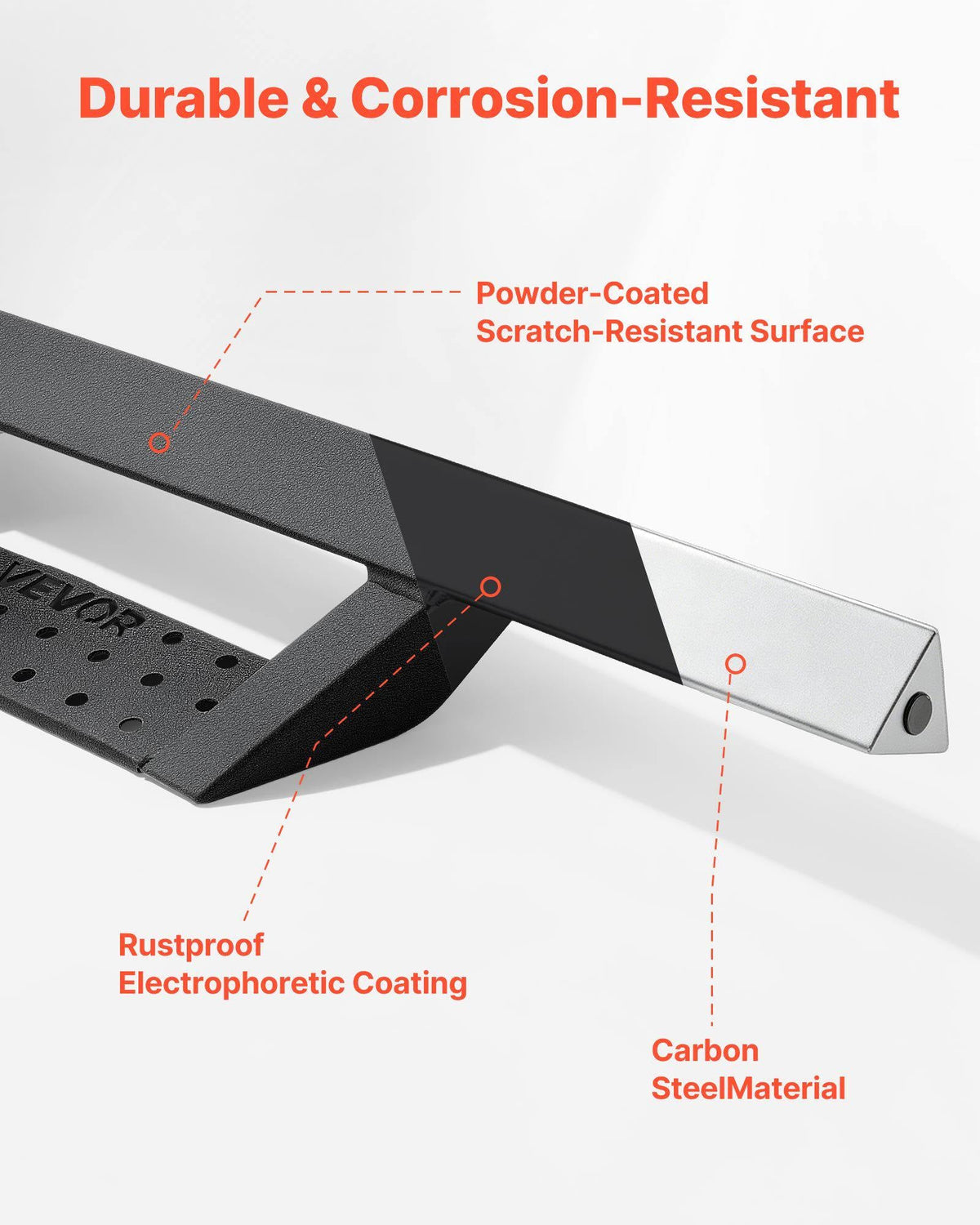Running Boards, 4 Inches Side Steps Compatible with 2005-2023 Toyota Tacoma Double Cab, Black Carbon Steel Nerf Bars, 550 lbs Load Capacity, Wide Non-Slip Hollow Surface with Rustproof Coating