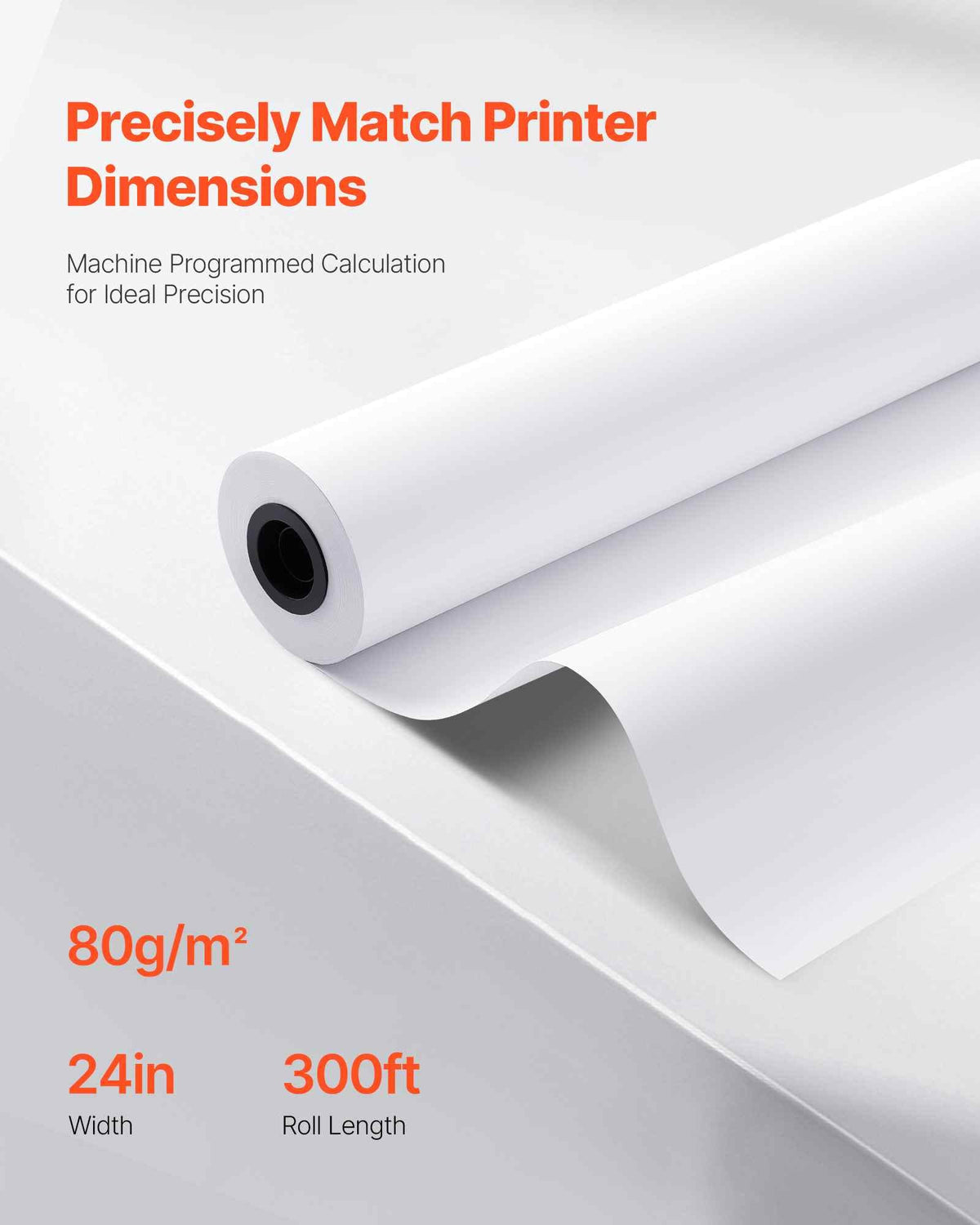 Wide Format Paper, 24 in x 300 ft Plotter Roll, 2 Rolls CAD Bond Rolls with 2 in Core, 20 LB Bond Paper Rolls, Ideal for CAD Drawings, Engineering Plans, GIS Maps, and Architectural Designs