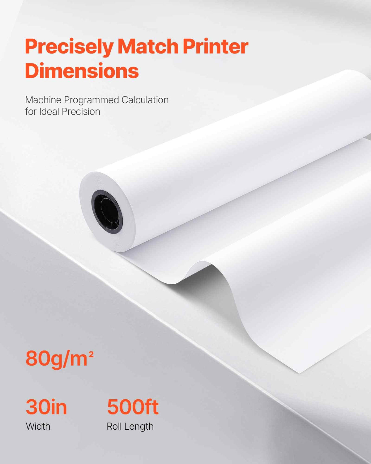 Wide Format Paper, 30 in x 500 ft Plotter Roll, 2 Rolls CAD Bond Rolls with 3 in Core, 20 LB Bond Paper Rolls, Ideal for CAD Drawings, Engineering Plans, GIS Maps, and Architectural Designs