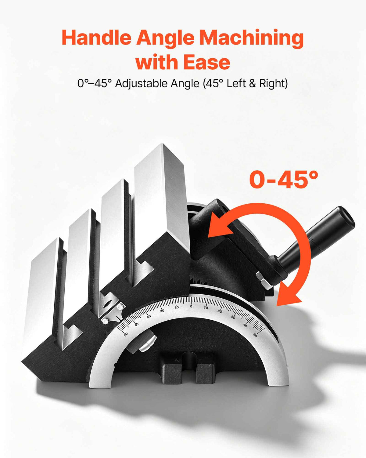 Rotary Table 7 x 5 in Tilting Milling Table Heavy Duty Cast Iron Body, Robust & Durable, with 0-45 Degree Left & Right Adjustable, Worm Gear, Precision Scale, for Milling Machine, Drill Press