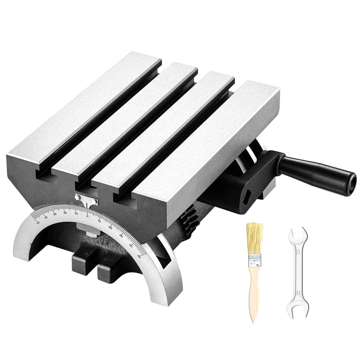 Rotary Table 7 x 5 in Tilting Milling Table Heavy Duty Cast Iron Body, Robust & Durable, with 0-45 Degree Left & Right Adjustable, Worm Gear, Precision Scale, for Milling Machine, Drill Press
