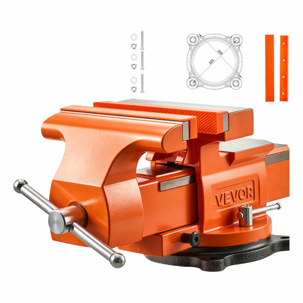 Heavy Duty Bench Vise, 8" Jaw Width, Multi-Purpose Ductile Iron Bench Vise with Anvil and 360-Degree Locking Swivel Base, 2.95" Throat Depth, 8" Max Jaw Opening, for Drilling, Pipe Cutting