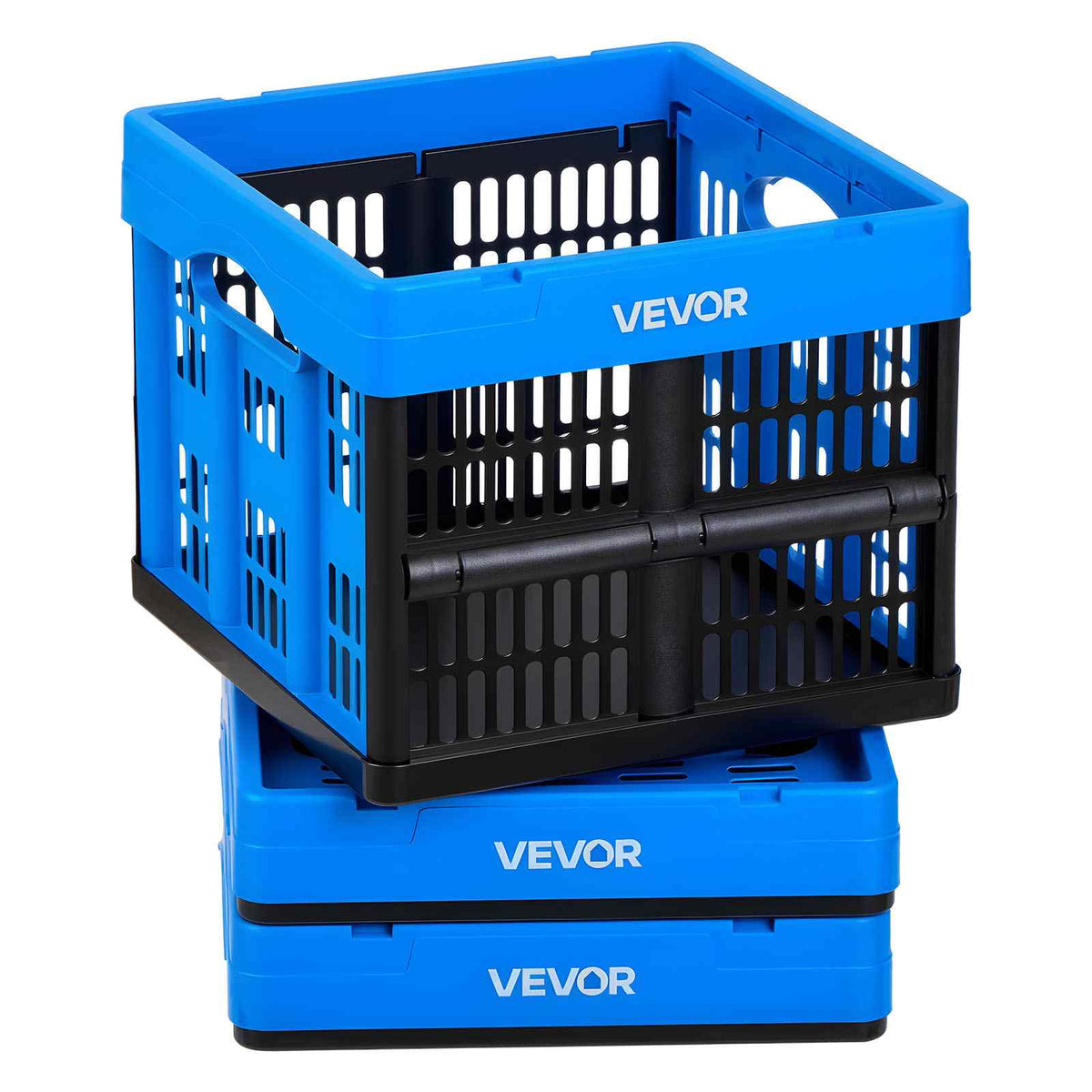 Plastic Collapsible Storage Bins, 25L 3 Packs, Stackable Folding Storage Crates with Handles, Holds 22 lbs Per Bin, Foldable Heavy Duty Containers, Space-Saving Baskets, for Home Organizing