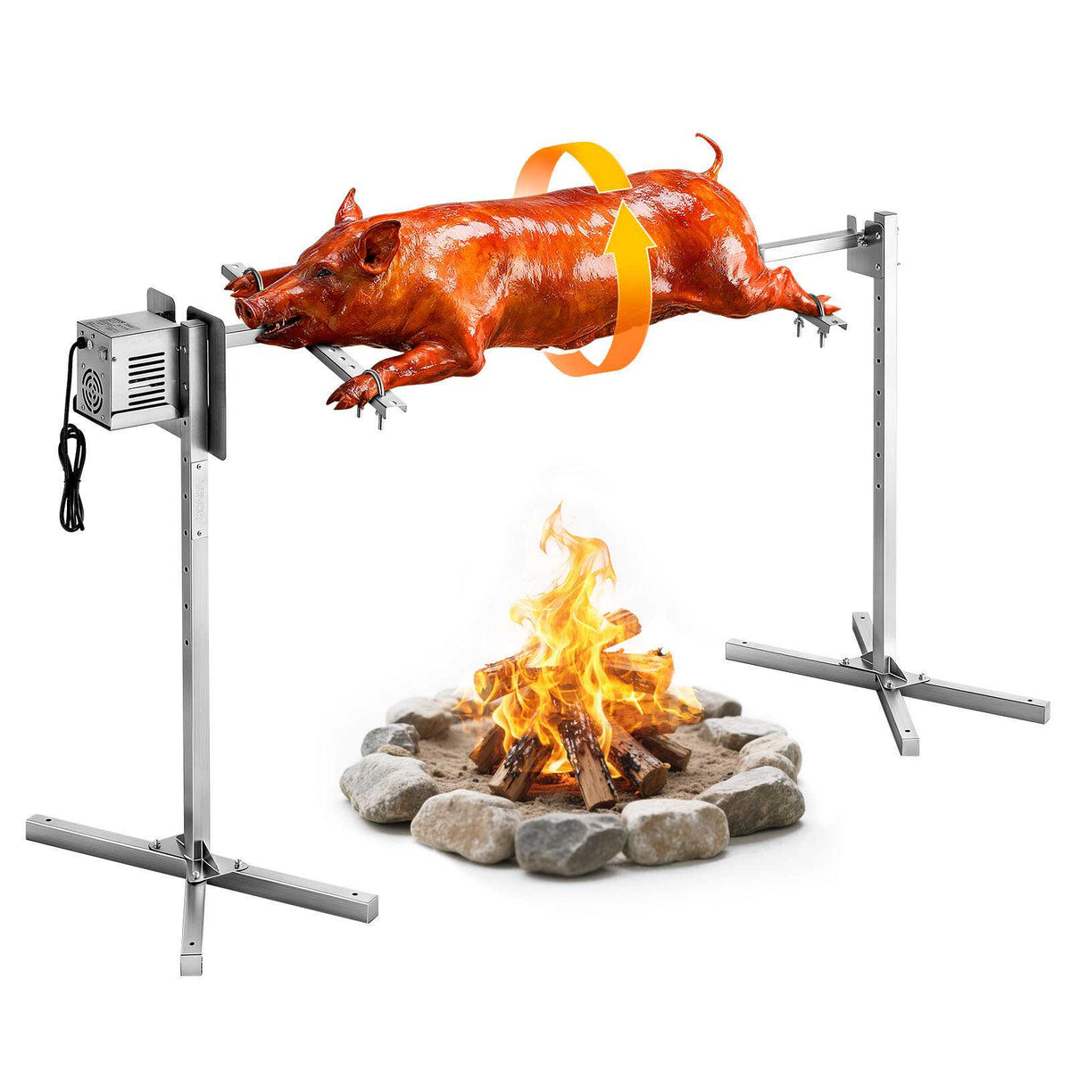 Rotisserie Grill AC120V 8 Level Height Electric Rotisserie Grill Kit, BBQ Grills Rotisseries Kit with 132 lbs Load Capacity, 38W Motor, Stainless Steel Automatic Grilling Kits for Parties