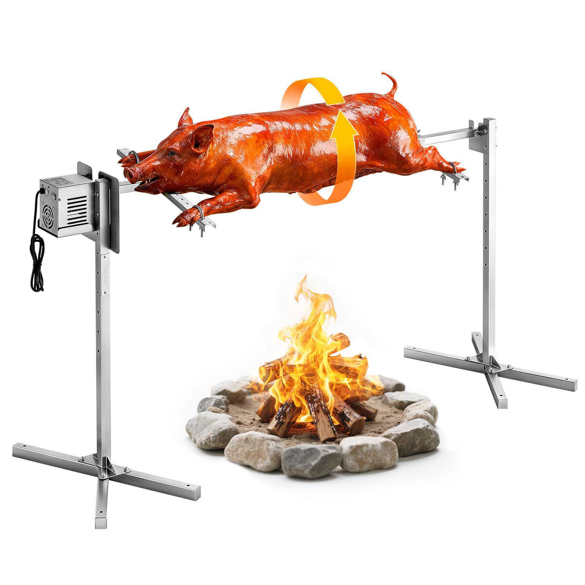 Rotisserie Grill, AC120V 8 Level Height Electric Rotisserie Grill Kit, BBQ Grills Rotisseries Kit with 132 lbs Load Capacity, 38W Motor, Stainless Steel Automatic Grilling Kits for Parties