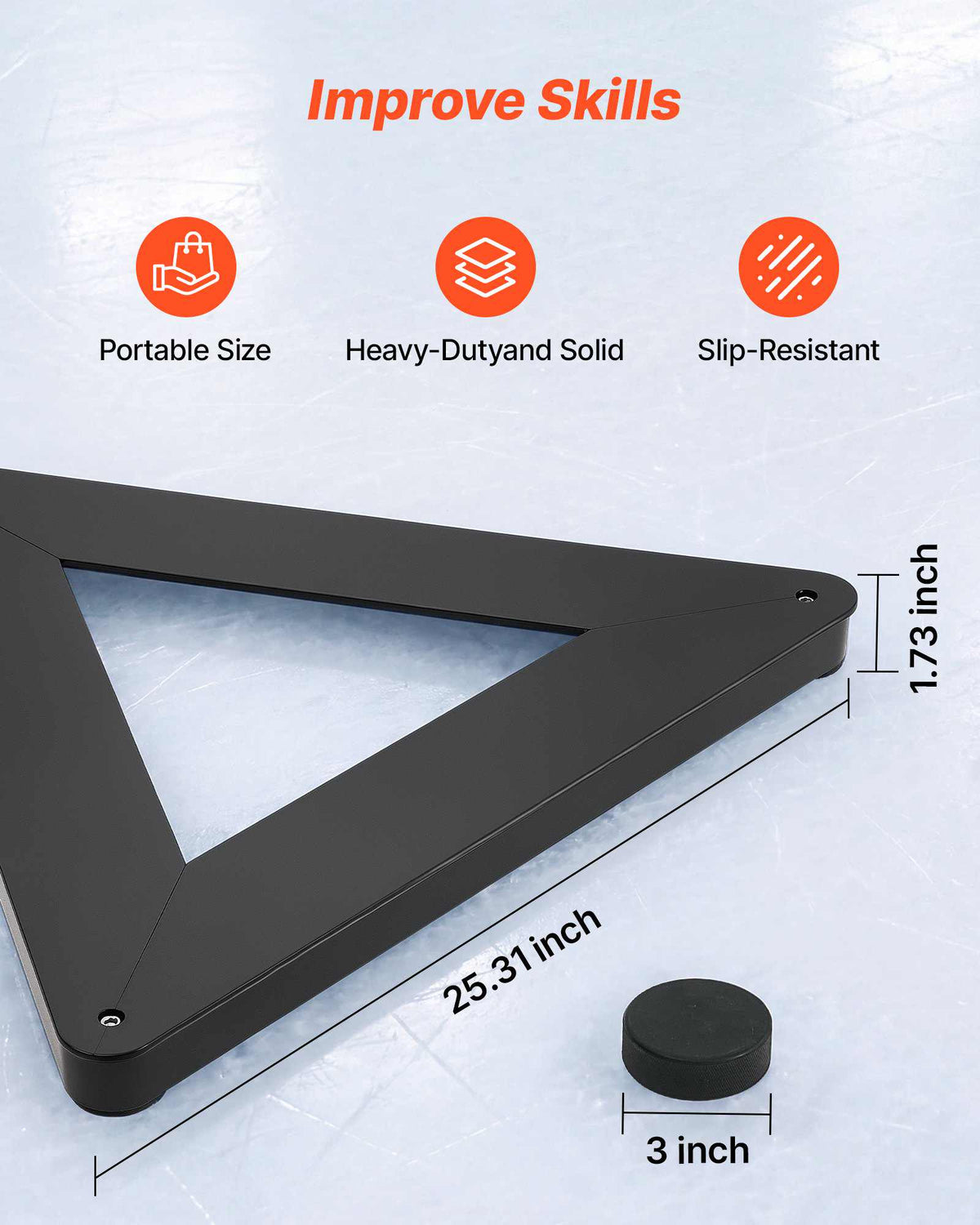 Triangle Hockey Passer, Heavy-Duty Multi-Angle Rebounder, Hockey Passing Aid, Passing & Stick Handling Trainer, Off-Ice & On-Ice Portable Equipment, Help Improve Puck Control & Shooting