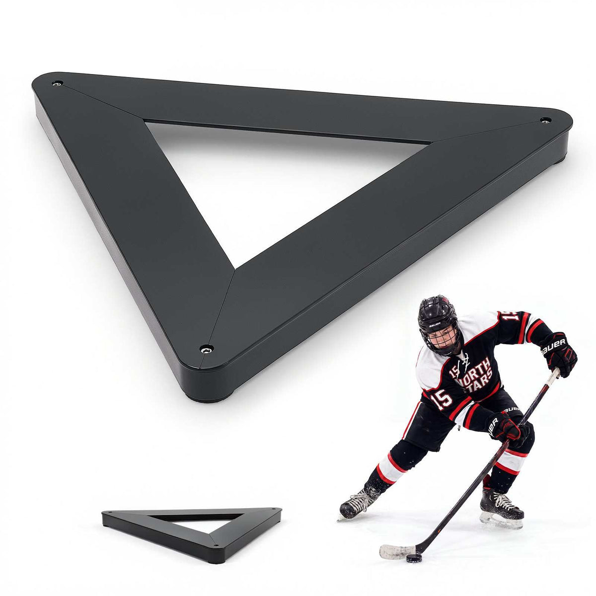Triangle Hockey Passer, Heavy-Duty Multi-Angle Rebounder, Hockey Passing Aid, Passing & Stick Handling Trainer, Off-Ice & On-Ice Portable Equipment, Help Improve Puck Control & Shooting