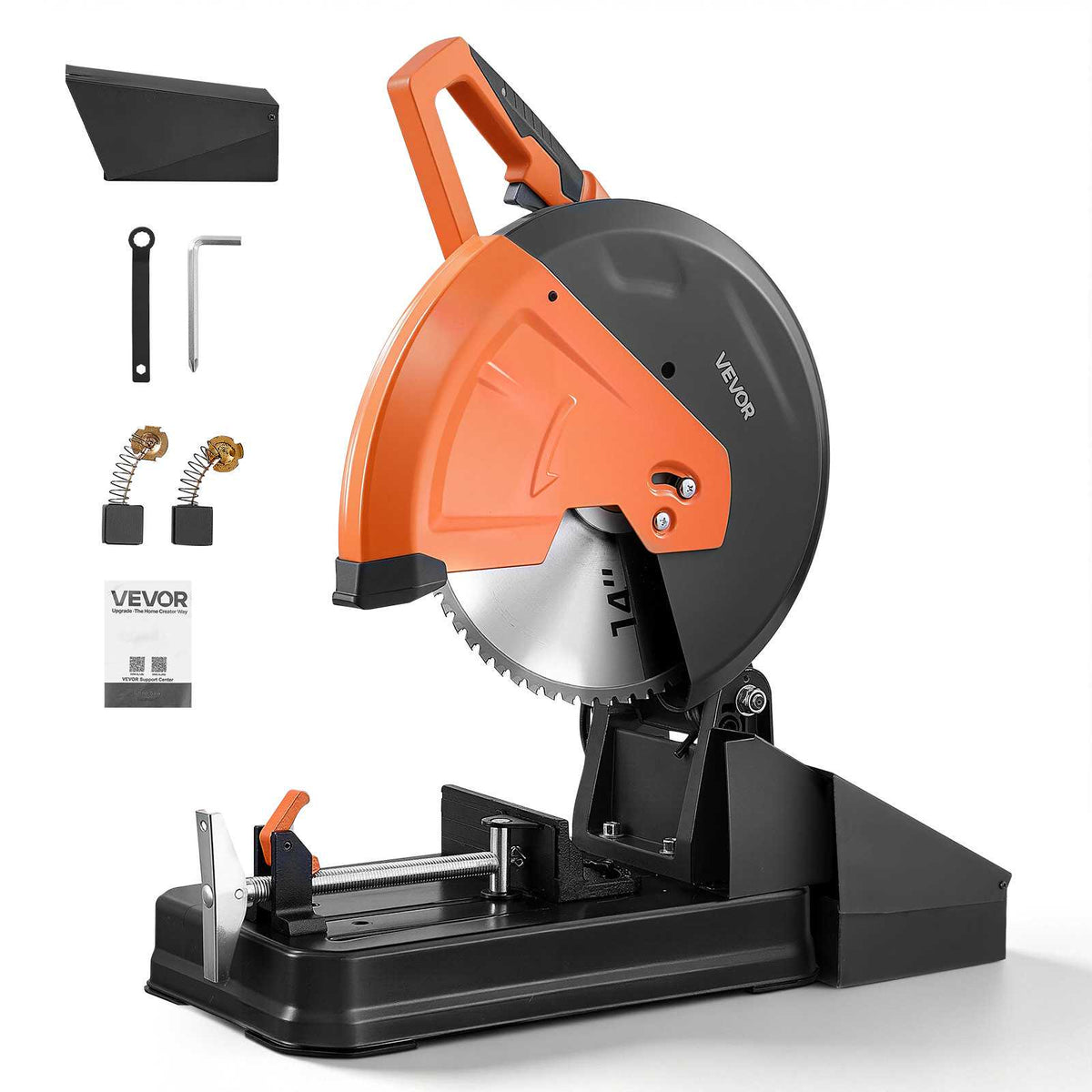 Chop Saw 14-inch Cold Cut Blade 2800 W Powerful Motor Cut Off Saw, For Cutting Metal, -45° to 45° Adjustable Angle, Efficient Dry Cutting, with Thickened Blade Guard and Chip Collection Box