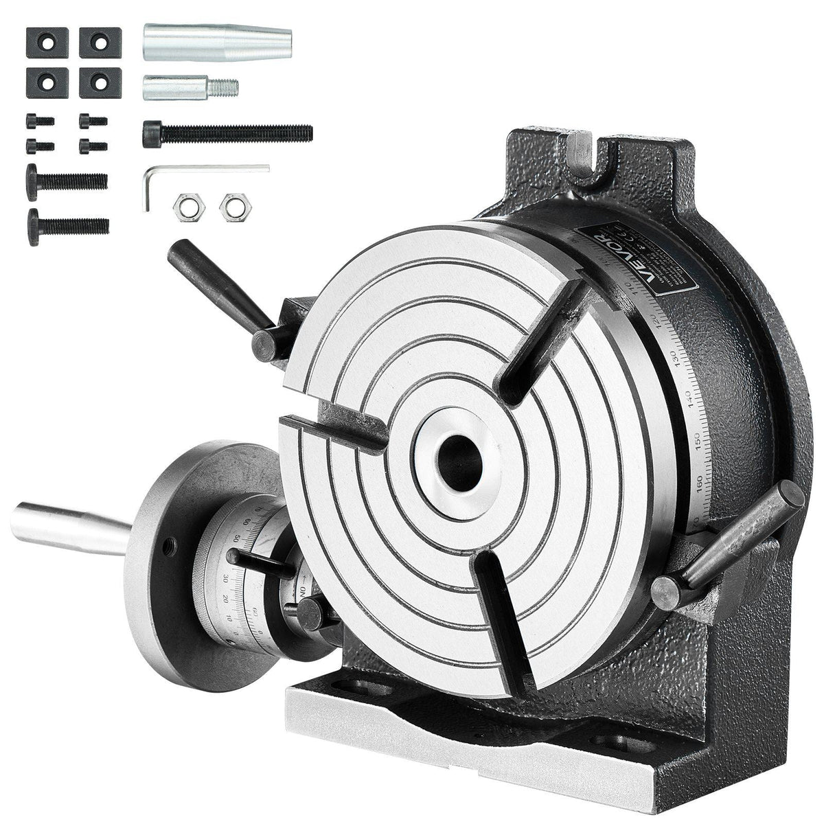 Horizontal Vertical Rotary Table 8 in Precision Milling Rotary Table, with T-Slot & Graduated Scale, Worm Gear Adjustment, Cast Iron, Precision Indexing, for Milling Machines & Drill Presses