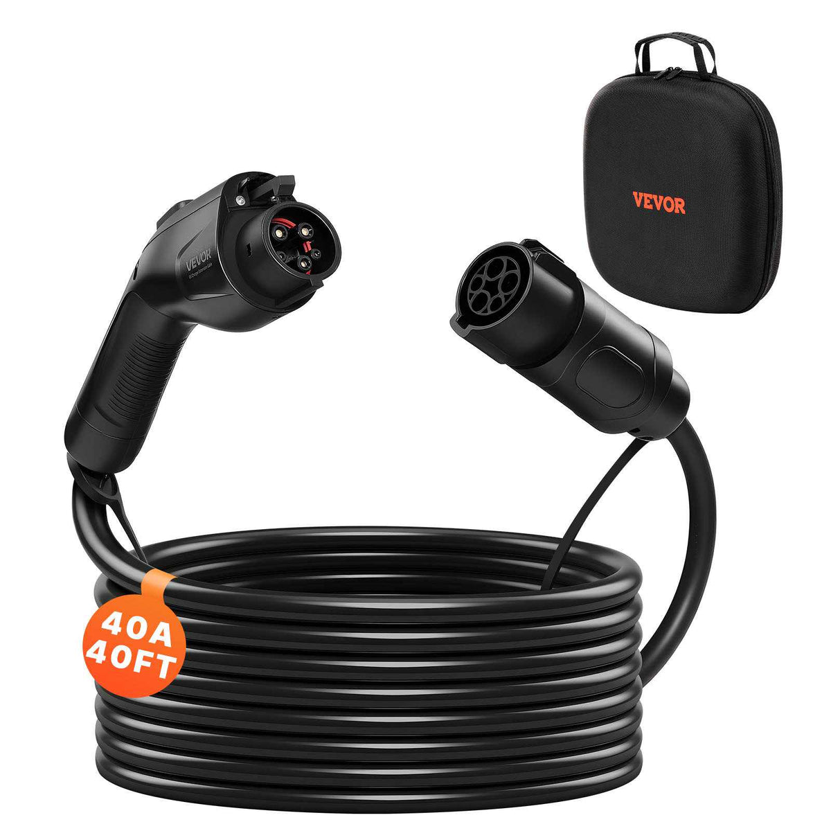 EV Charger Extension Cable, 40Amp 40 ft J1772 Extension Cord Compatible with 120V-240V SAE J1772 Electric Vehicle Chargers, Level 1/Level 2 IP66 Heavy Duty Car Charging Cable with Carrying Bag