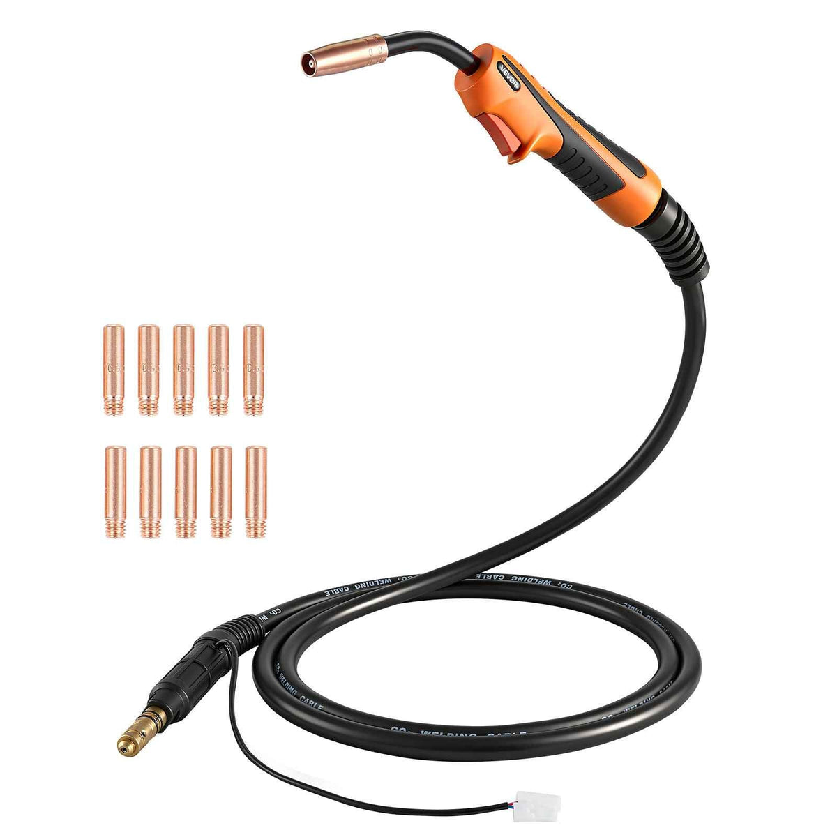 100A MIG Welding Gun with 10FT Cable, Replacement for Lincoln Magnum 100L (K530-5) - with 11PCS Mig Welding Contact Tips