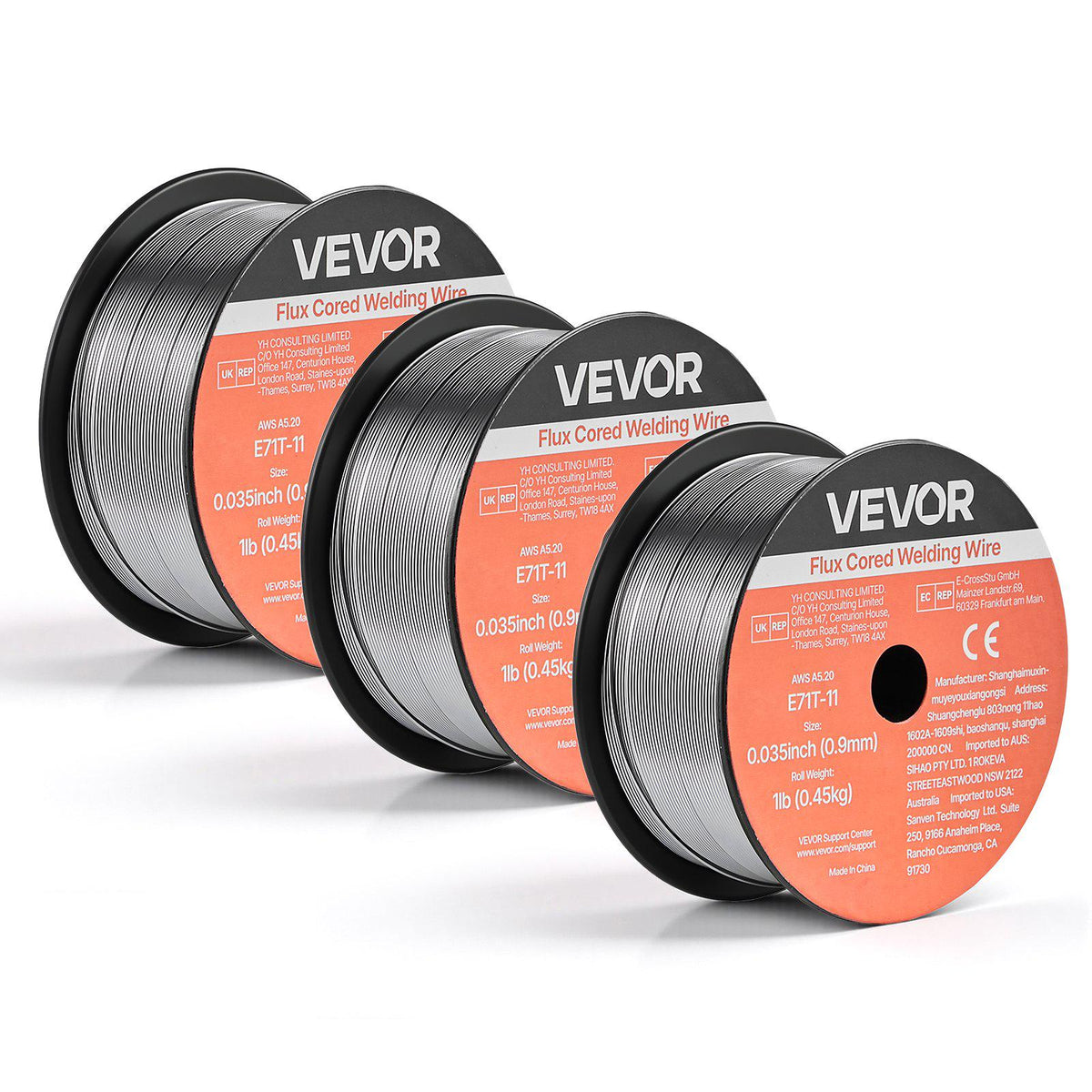 Flux Core MIG Welding Wire, E71T-11 0.035-inch 1 LBS, Gasless Mild Steel Welding Wire with Low Spatter for All Position Arc Welding, Self-Shielded for Outdoor Use (Pack of 3 Rolls)