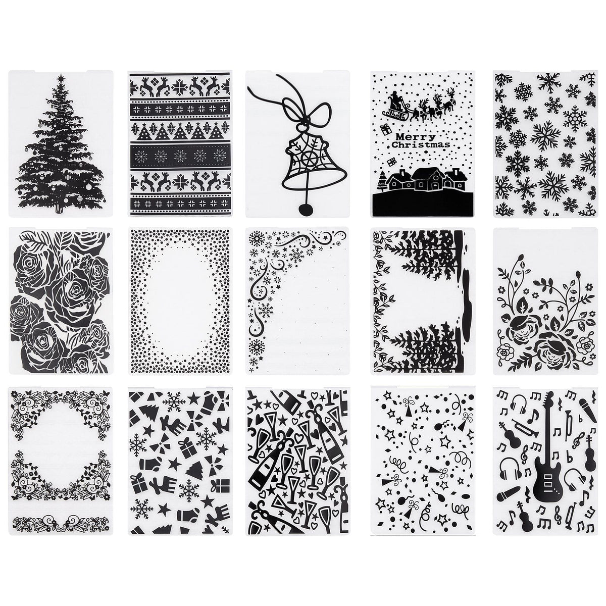 Embossing Folders, 15 Pieces, 4.13 x 5.83 in, Background Embossed Plates for  Die Cutting and Embossing Machine, PP Plastic Embossed Stencil Template for Scrapbooking and Card Making