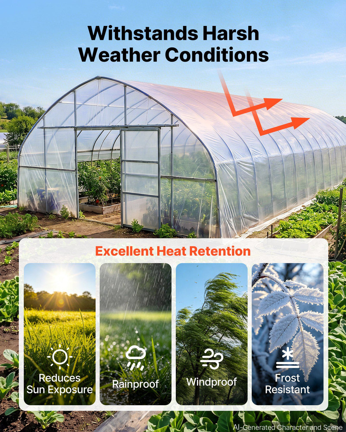 Greenhouse Plastic Sheeting 10 x 100 ft 6 Mil Clear Polyethylene Film, for Farms Agriculture Garden Outdoor Plant, Water Sun Frost Wind Dust Resistant, Heavy Duty Thick Winter Hoop House Cover