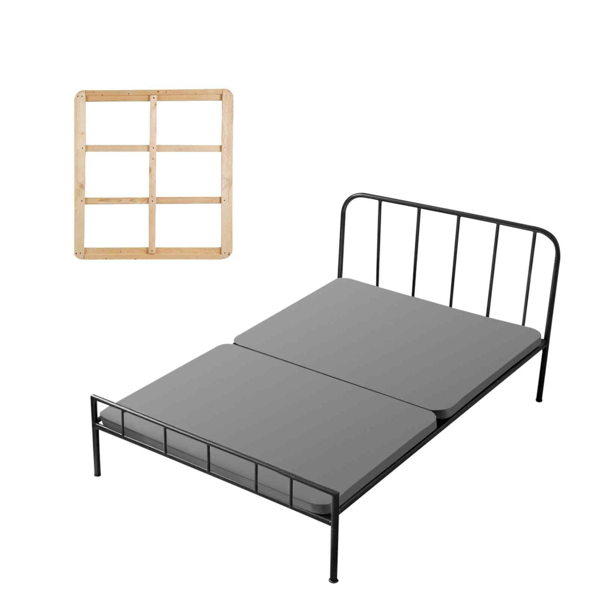 Twin Size Bunkie Board, 1.5 in Bed Board Slats with 200D Oxford Cloth, Wooden Mattress Support for Twin Size Bed, Easy Assembly Support under Mattress, 2 Piece, Gray