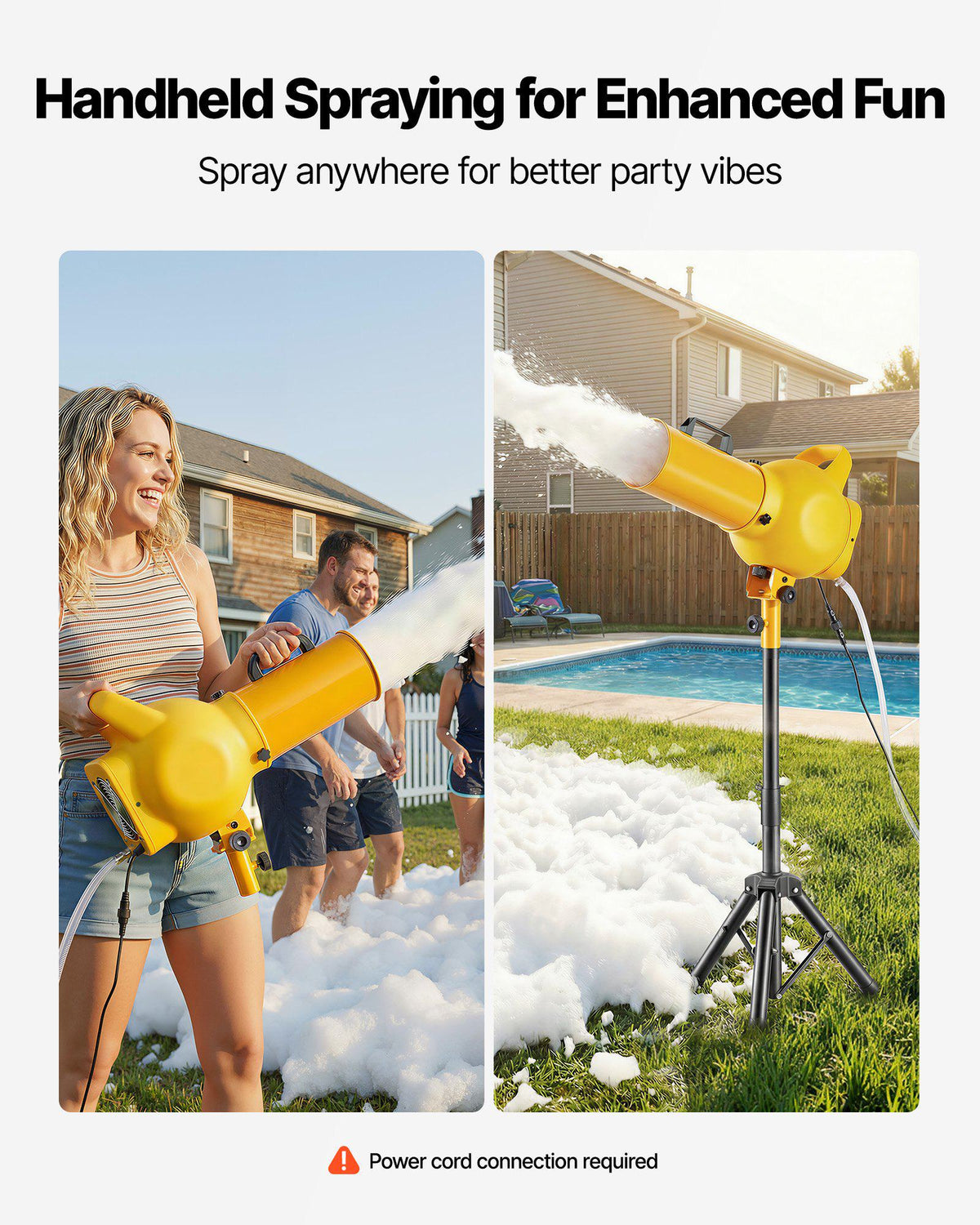Foam Machine, Handheld Spray Foam Cannon Party Machine, Bubble Cannon with Fan & Triangular Structure, Dense Foams Maker for Gatherings, Backyard, Celebrations & Party, Continuous Foams Output