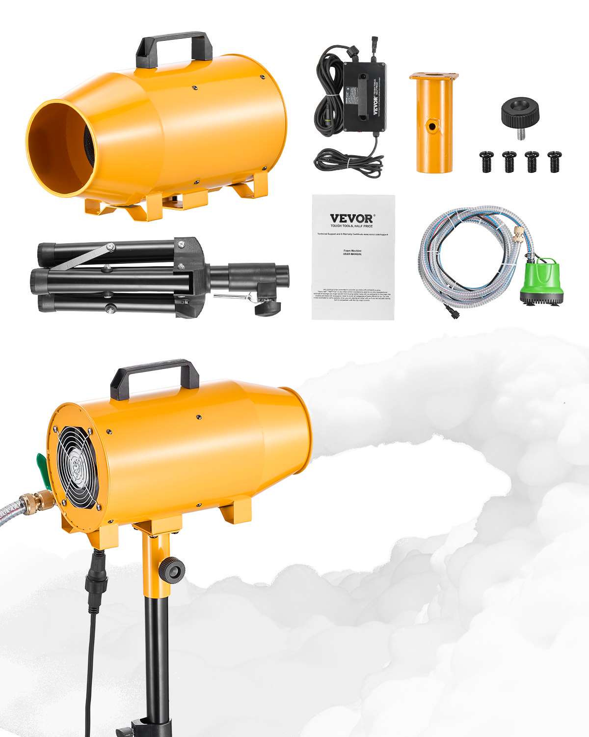 Foam Machine, Adjustable Angle Control Foam Cannon Party Machine, Bubble Cannon with Fan & Triangular Structure, Dense Foams Maker for Backyard, Celebrations & Party, Continuous Foams Output