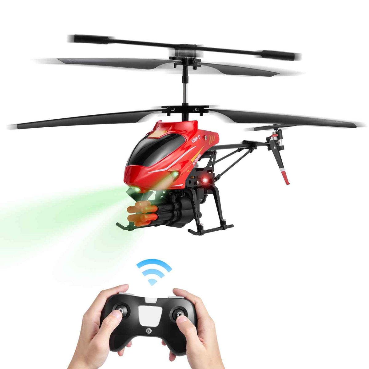 RC Helicopter, 2.4GHz Flying Remote Control Helicopter with Shooting Mode, 3.5 Channel RC Airplane for Kid, Altitude Hold, One-Key Takeoff/Landing & LED Lights, Toys for Kids Ages 14 and up