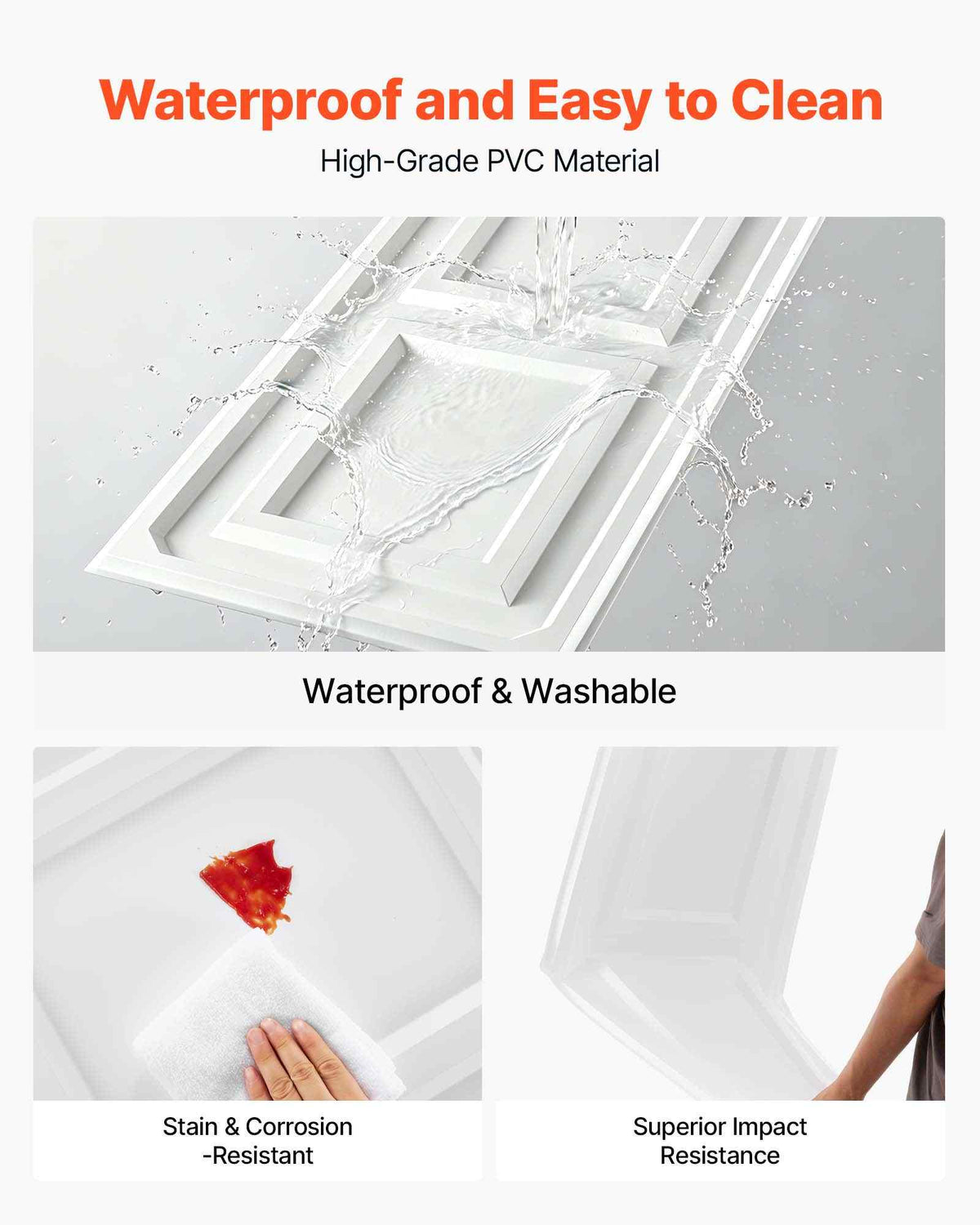 24 x 48 in PVC Ceiling Tiles 12-Pack White 3D Textured Accent Panels, PVC Sheet for Drop Grid, Impact-Resistant, Paintable Surface, Easy Cut, Modern Decorative Style for Home, Office Area