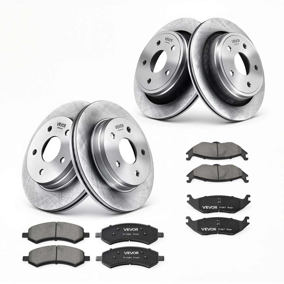 Front & Rear Brake Kit Ceramic Brake Pads & Hollow Brake Rotors Kit, Compatible with 2007-2009 Dodge Durango & Chrysler Aspen, 2011-2018 Ram 1500 (5-Lug), 2019-2023 Ram 1500 Classic