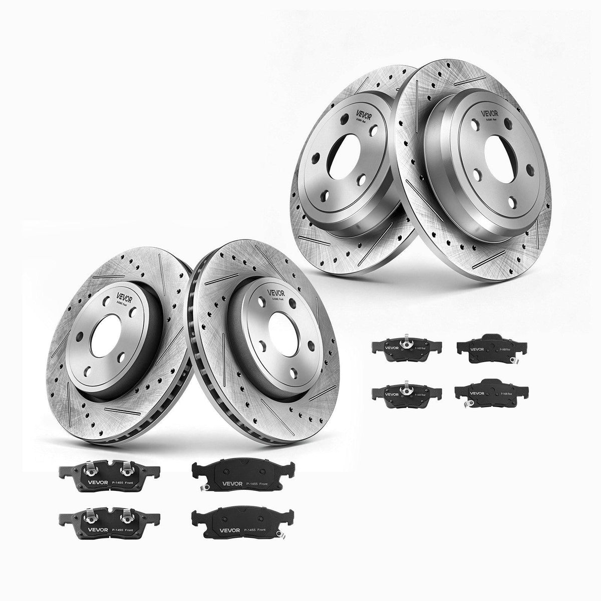 Front & Rear Brake Kit Ceramic Brake Pads and Drilled Slotted Rotors, Compatible with 2011-2020 Dodge Durango 3.6L, 2011-2014 Jeep Grand Cherokee 3.6L 5.7L, 2015-2020 Jeep Grand Cherokee 3.6L