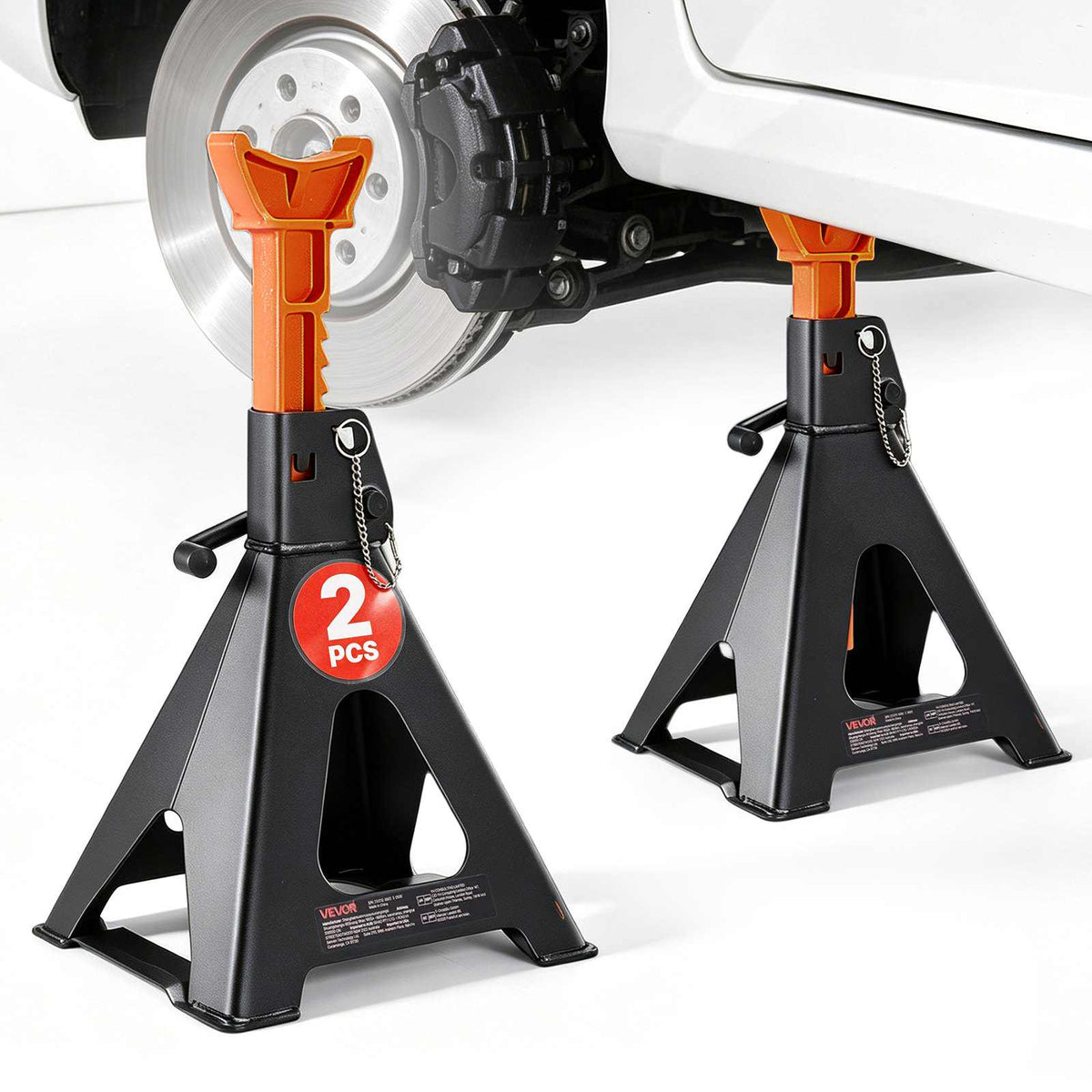 Jack Stands, 6 Ton (13,000 lbs) Capacity, 14.6-22.8 in Adjustable Height, Heavy Duty Steel Jack Auto Stands with Double Locking, for Lifting RV, Small Truck, Car, SUV, 1 Pair, Black and Orange