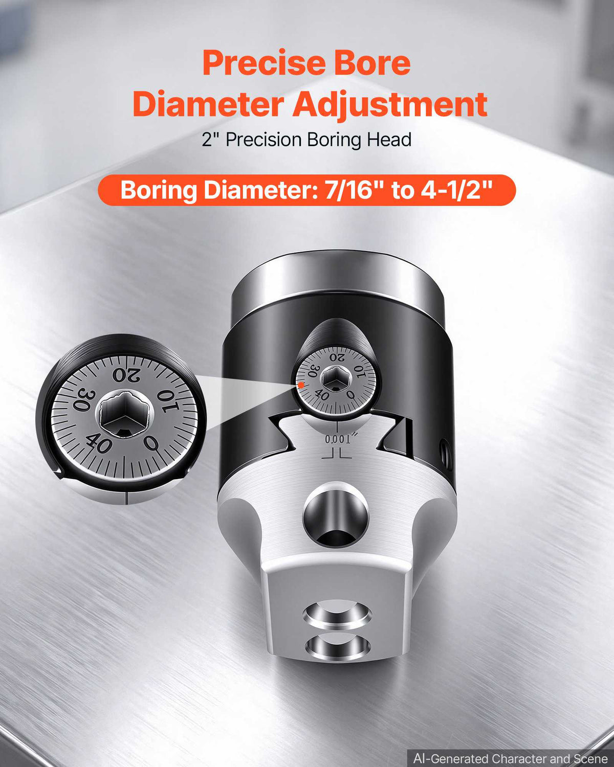 R8 Boring Head 2-Inch Indexable 8 Piece Boring Bar Set with R8 Shank, for Milling Machine Drill Press, 7/16" to 4-1/2", Precision Bore Diameter Adjustment, Hardened & Ground, Labeled Storage Box