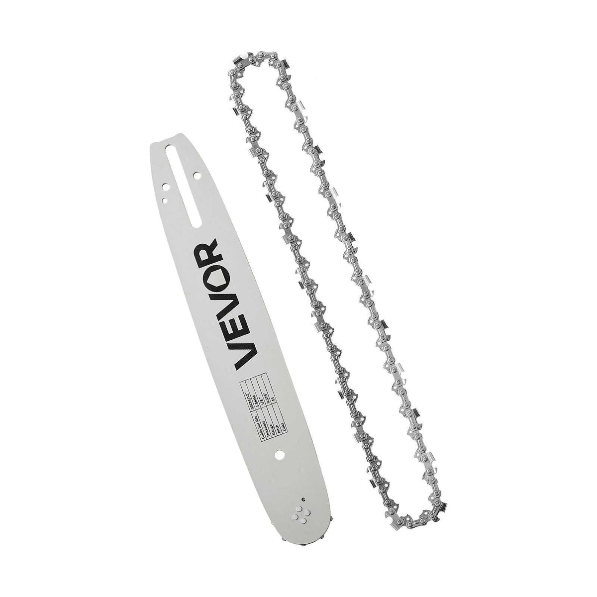 Bar & Chainsaw Chain Combo 12" 3/8" Pitch 3/8" Gauge 45 Drive Links, Fits  CN-25 Gas Chainsaw, Forged Alloy Steel, Replacement Guide Bar & Saw Chain with Sharp Cutter Teeth & Tie Straps