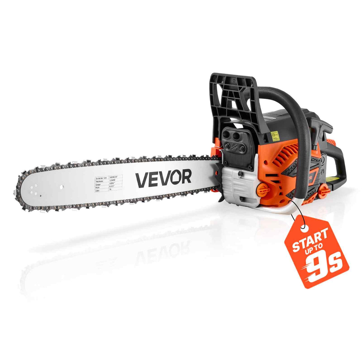 Gas Powered Chainsaw 20 Inch 58CC 3.22HP 2 Stroke Engine Gas Chainsaw, for Wood Cutting, Tree Trimming & Land Clearing, Throttle-Synced Choke, Power Chain Saw with Non-Slip Handle & Dual Tanks