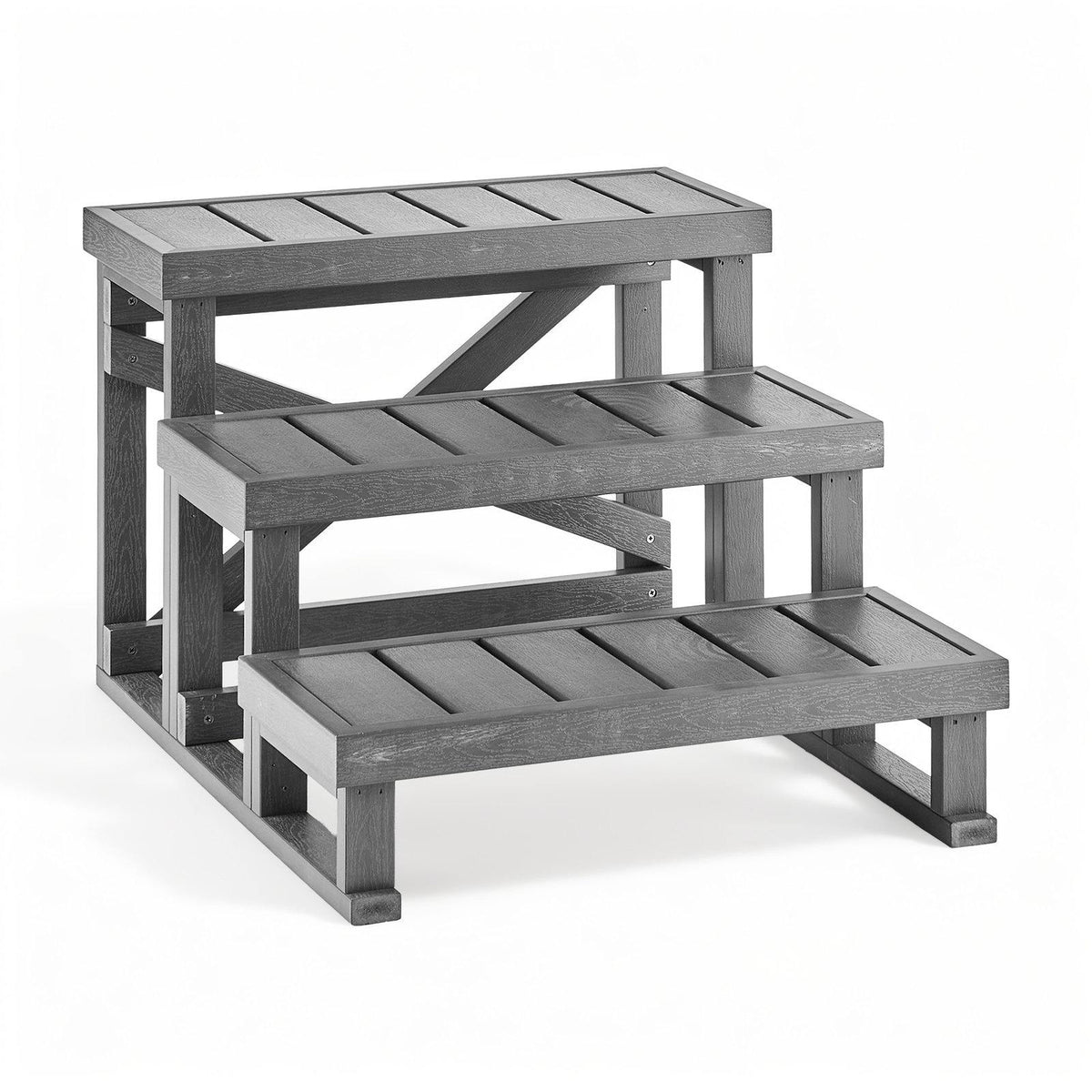 Hot Tub Steps 3-Step Spa Stairs 27.5 in Wide Step Ladder Outdoor, 350 lbs Capacity, Sturdy HIPS Plastic, Non-Slip Foot Pads, Easy Assembly, Stable Access for Pool, RV, Home Patio and Backyard