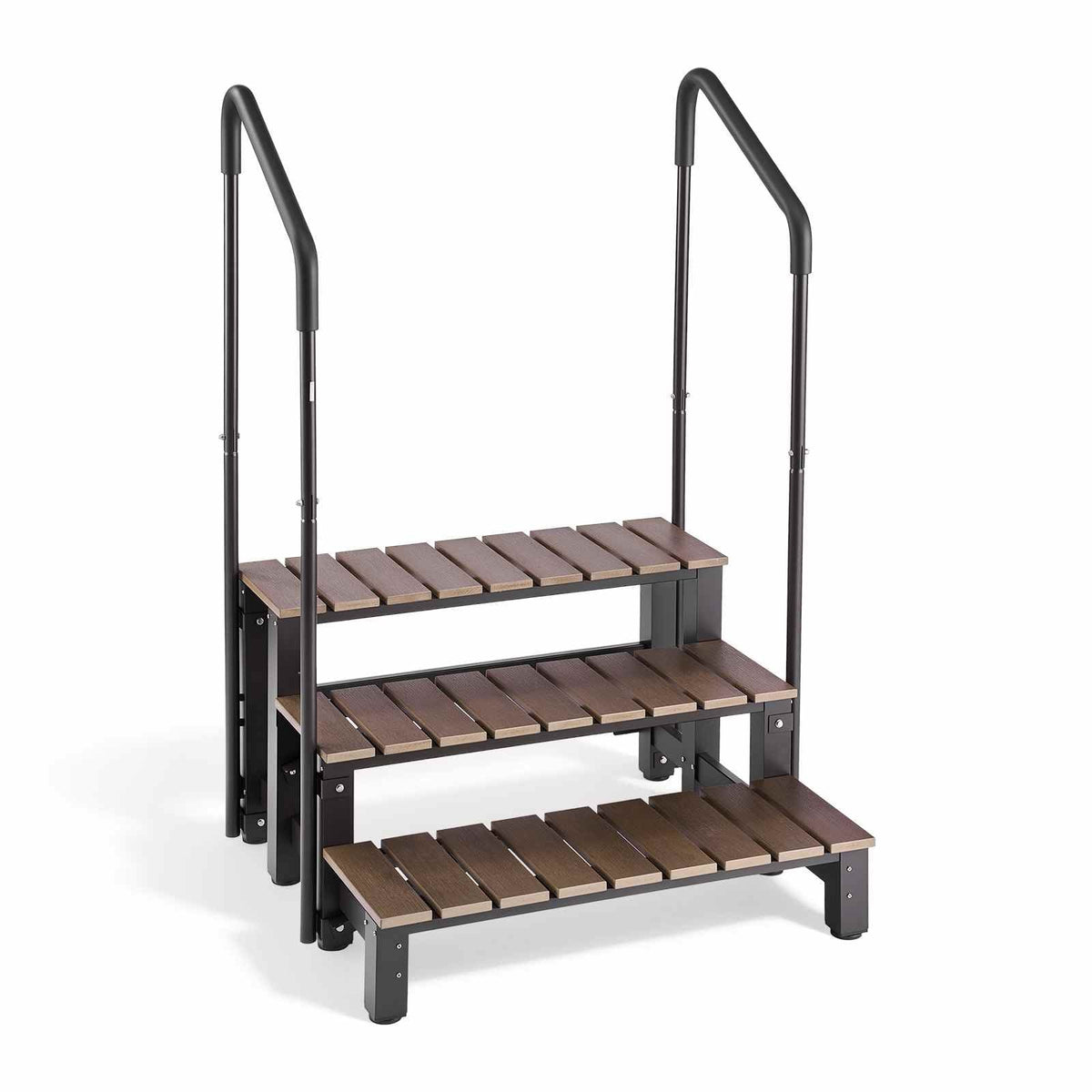 Hot Tub Steps with Handrail 3-Step Spa Outdoor Stairs 550lbs Capacity, 32.3in Wide Step, Steel & Plastic, Easy Assembly, Non-Slip Step Ladder for Above-Ground/Inflatable Pool, RV,Patio,Deck
